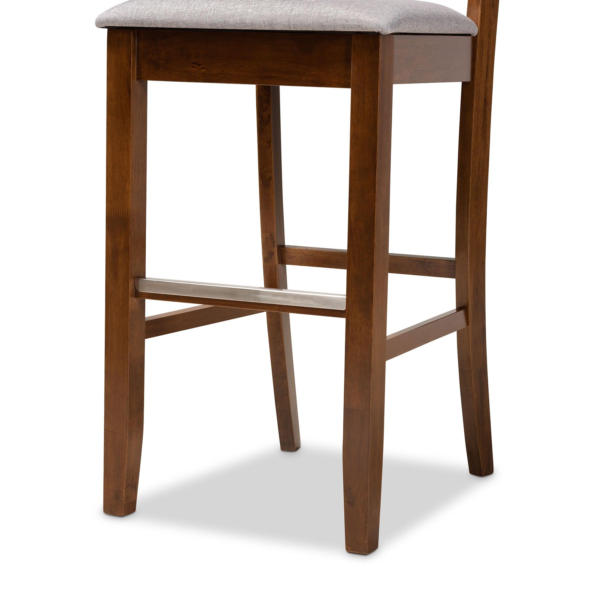 Carson Modern and Contemporary Fabric Upholstered and Finished Wood 2-Piece Bar Stool Set