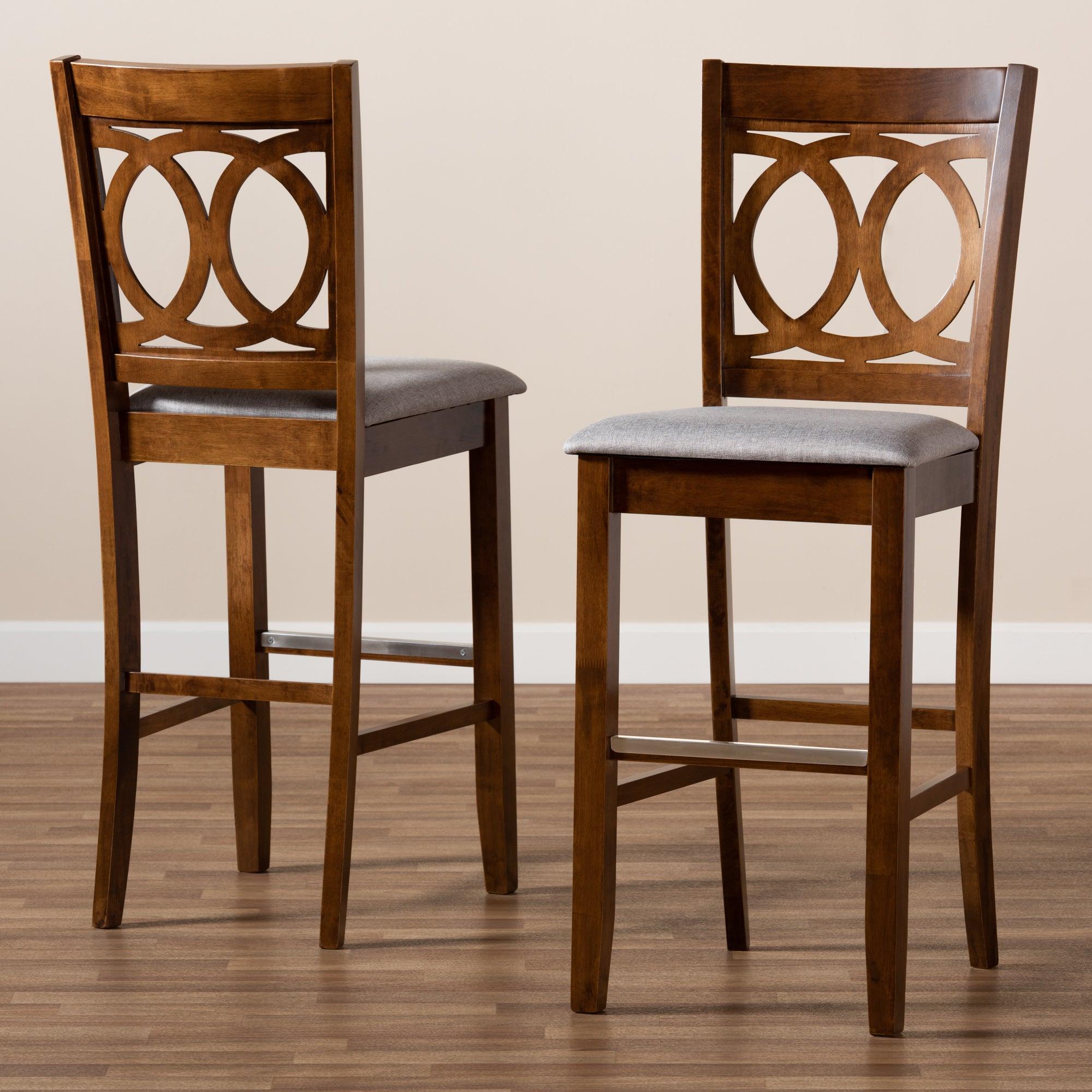 Carson Modern and Contemporary Fabric Upholstered and Finished Wood 2-Piece Bar Stool Set