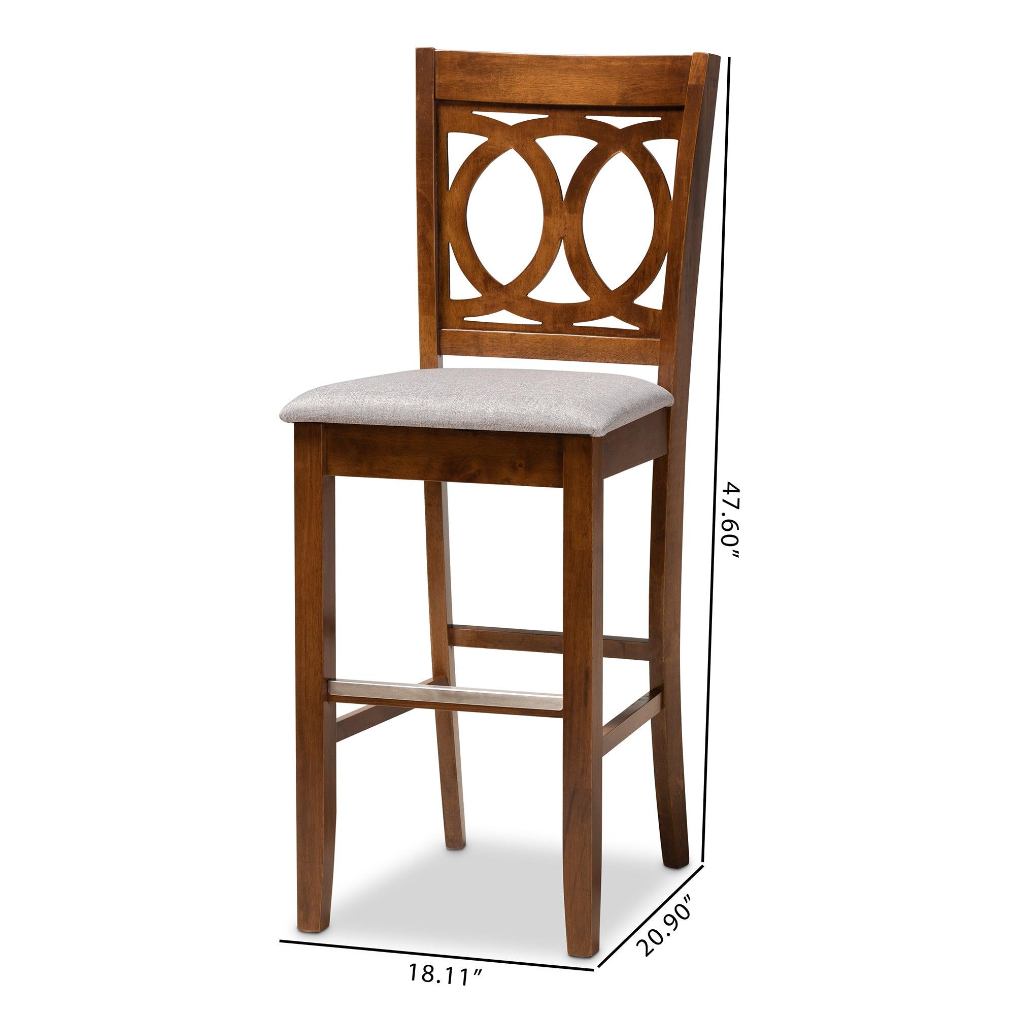 Carson Modern and Contemporary Fabric Upholstered and Finished Wood 2-Piece Bar Stool Set