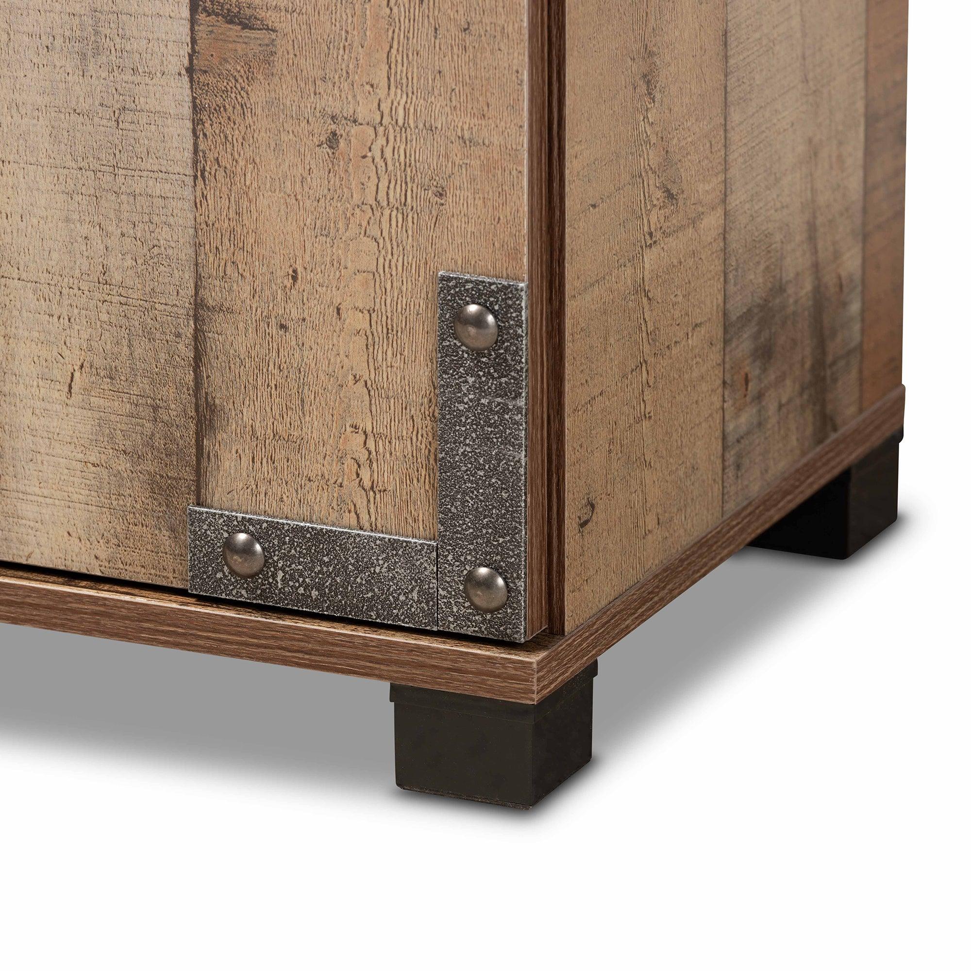 Cyrille Modern and Contemporary Farmhouse Rustic Finished Wood 3-Door Shoe Cabinet