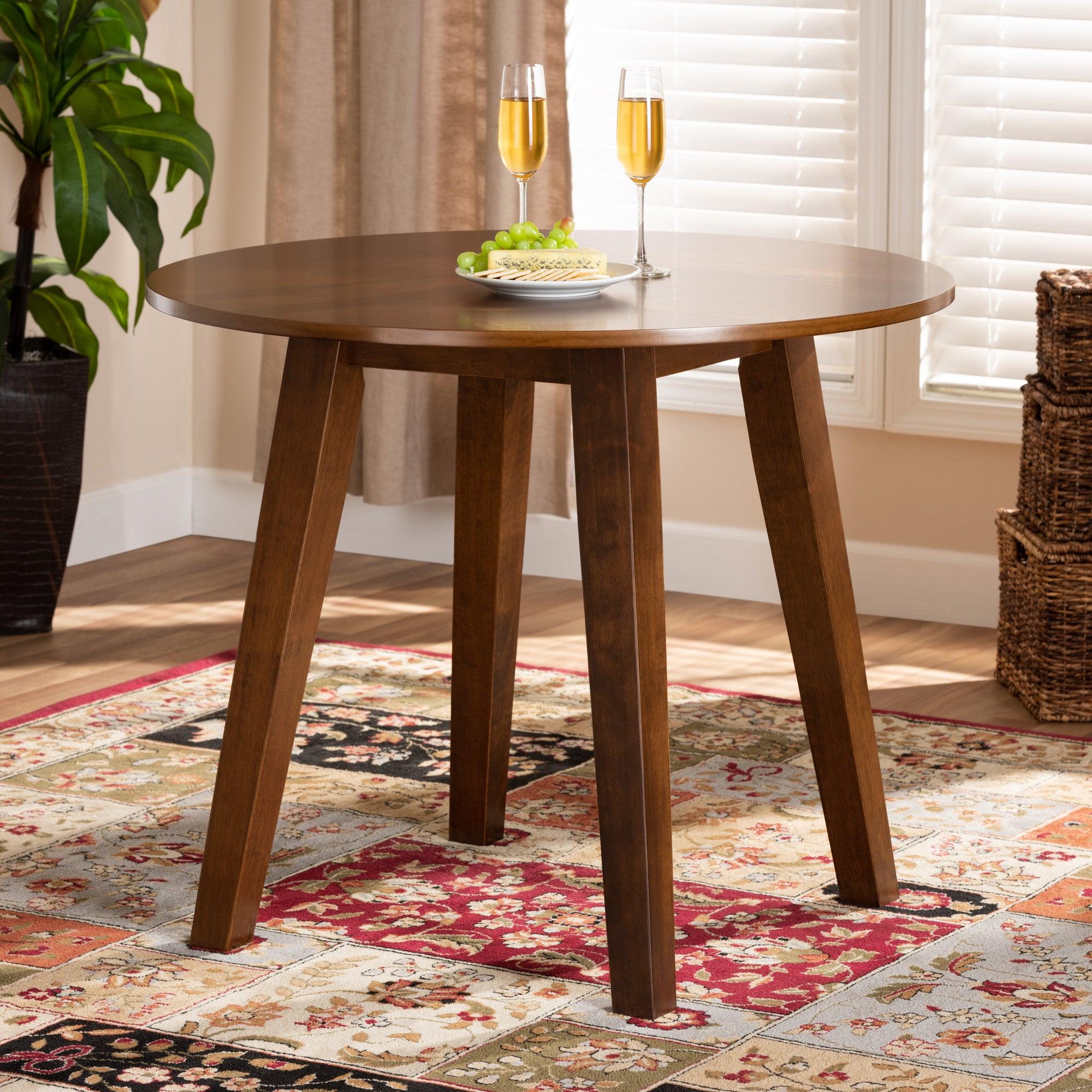 Ela Modern and Contemporary Finished 35-Inch-Wide Round Wood Dining Table