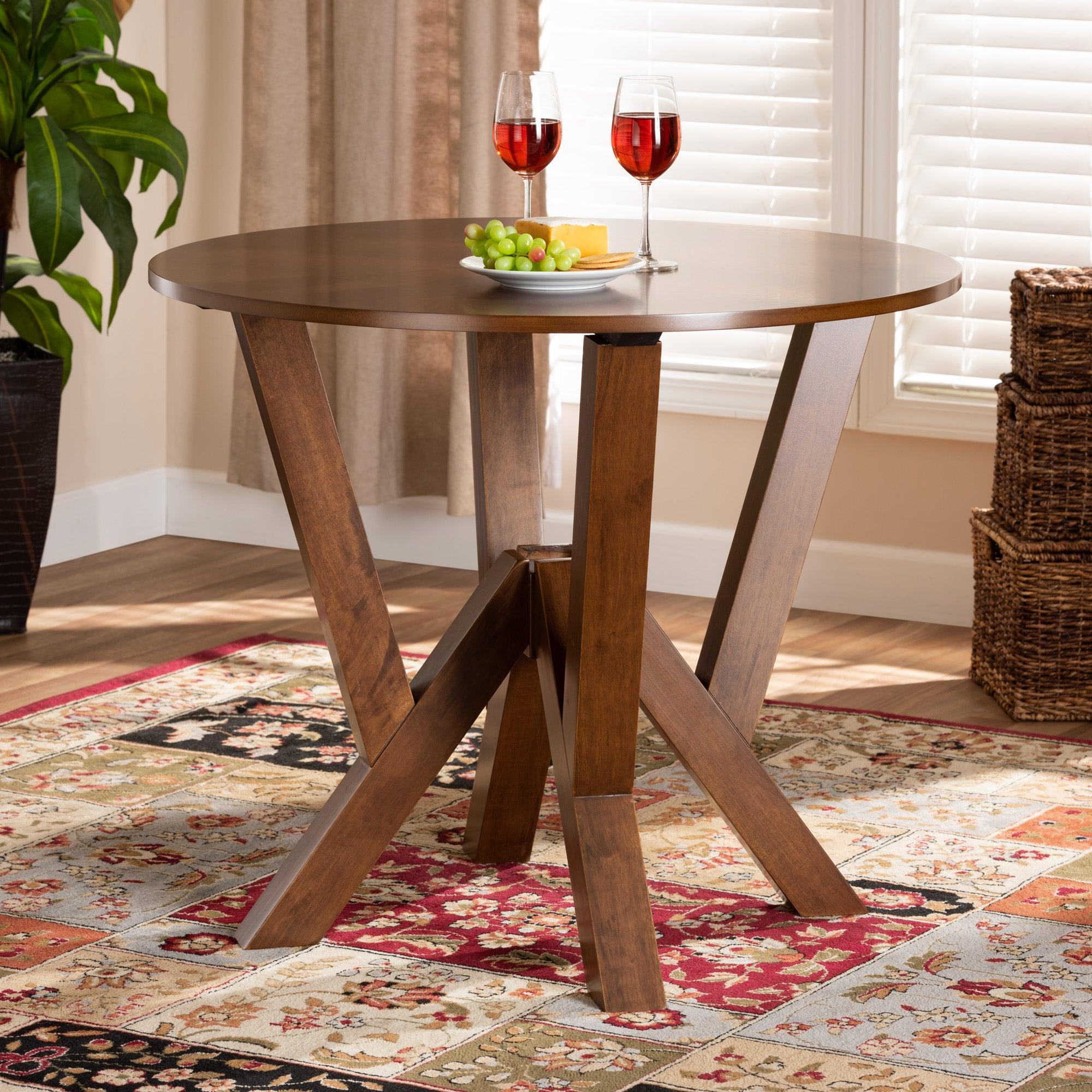 Irene Modern and Contemporary Finished 35-Inch-Wide Round Wood Dining Table