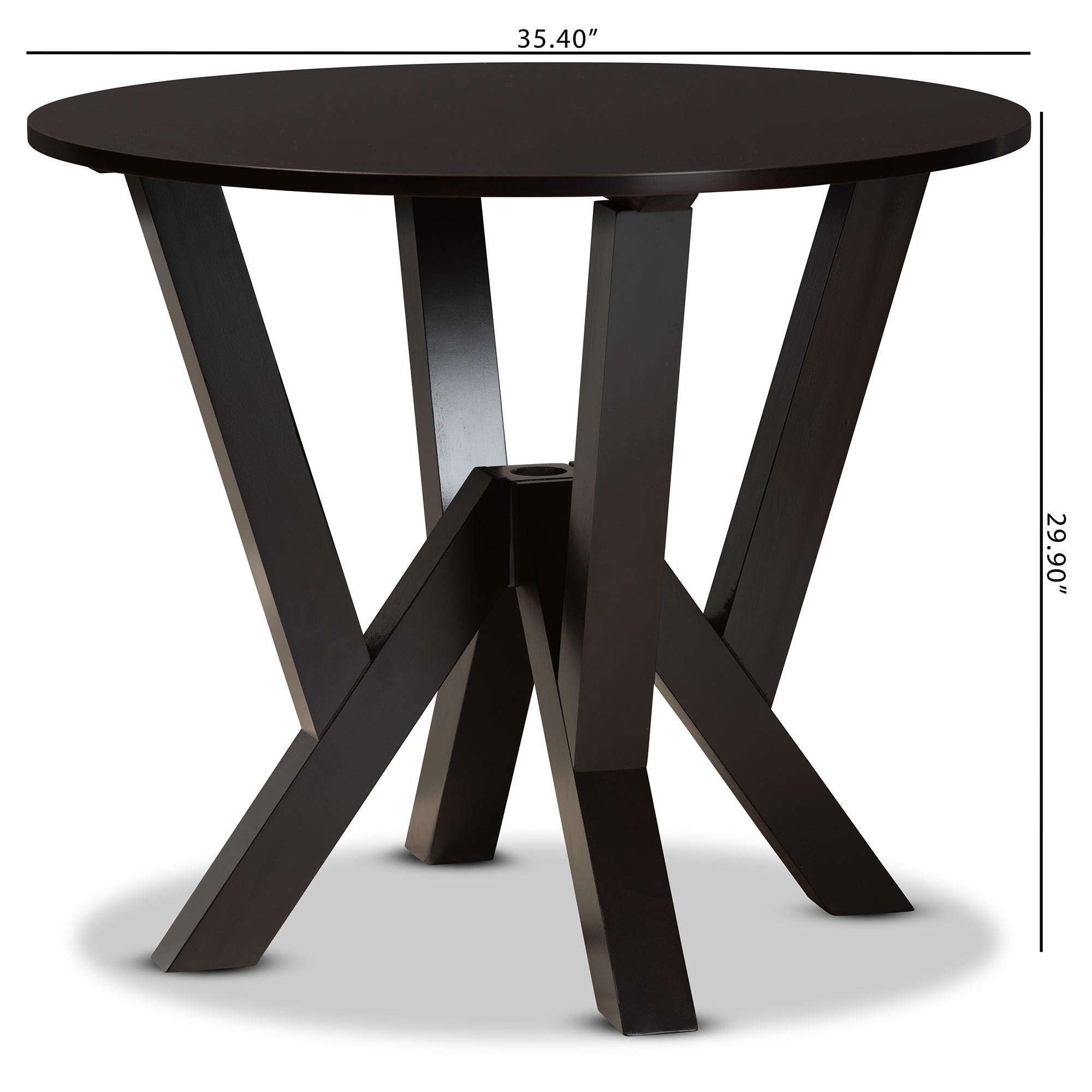 Irene Modern and Contemporary Finished 35-Inch-Wide Round Wood Dining Table