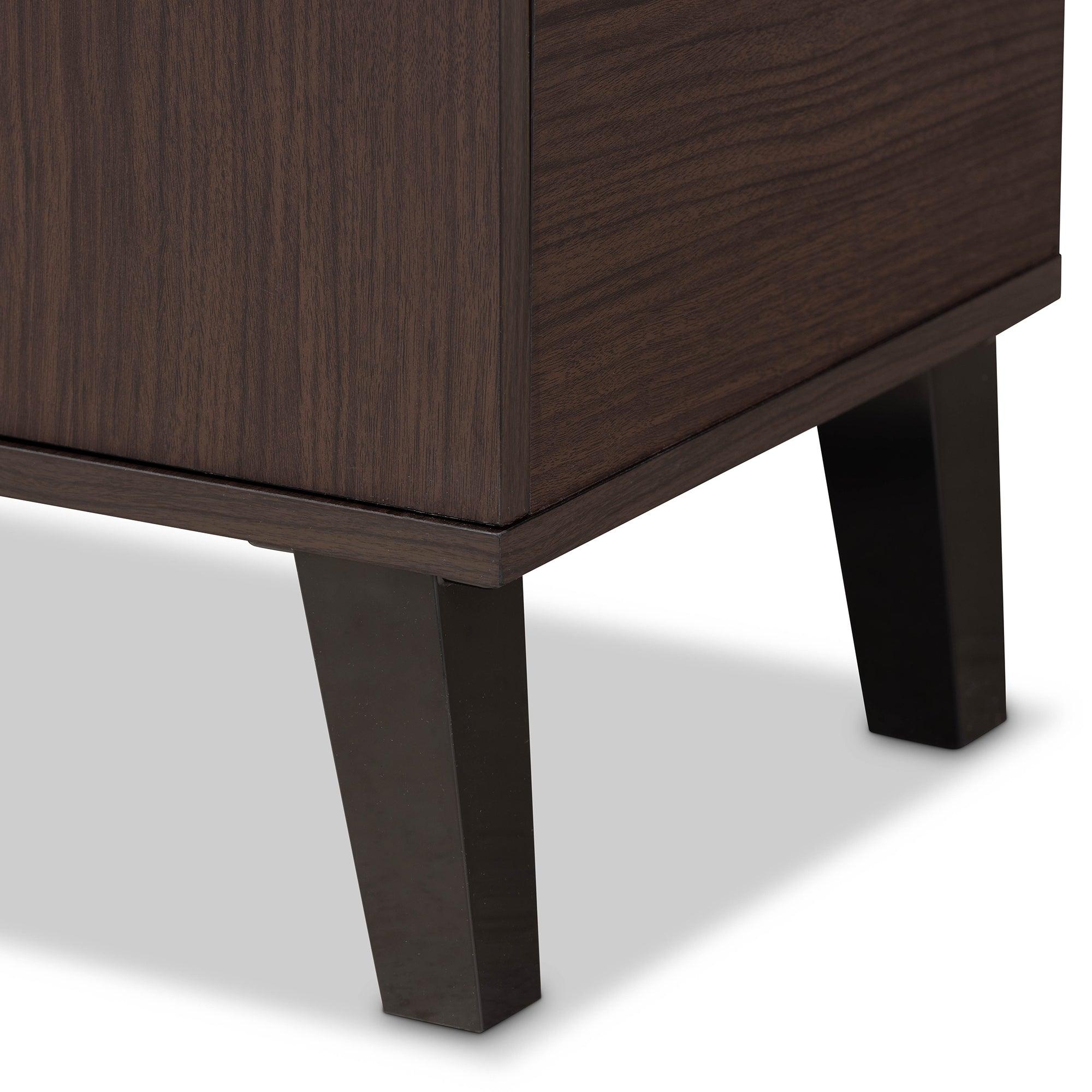 Idina Mid-Century Modern Two-Tone and Finished Wood 2-Door Shoe Cabinet