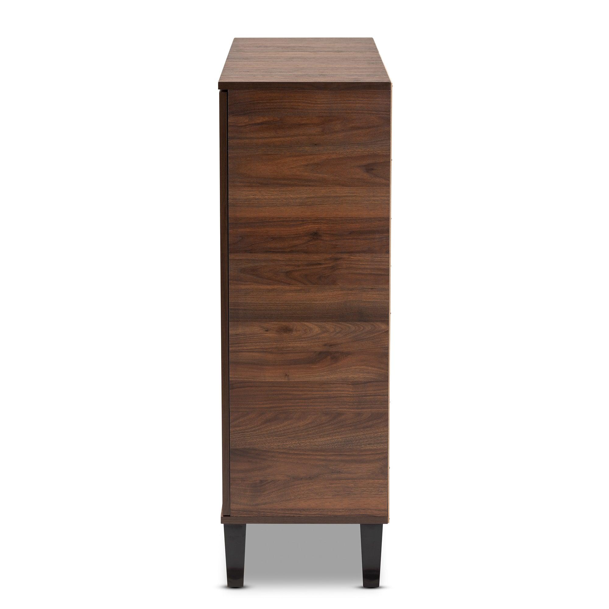 Idina Mid-Century Modern Two-Tone and Finished Wood 2-Door Shoe Cabinet