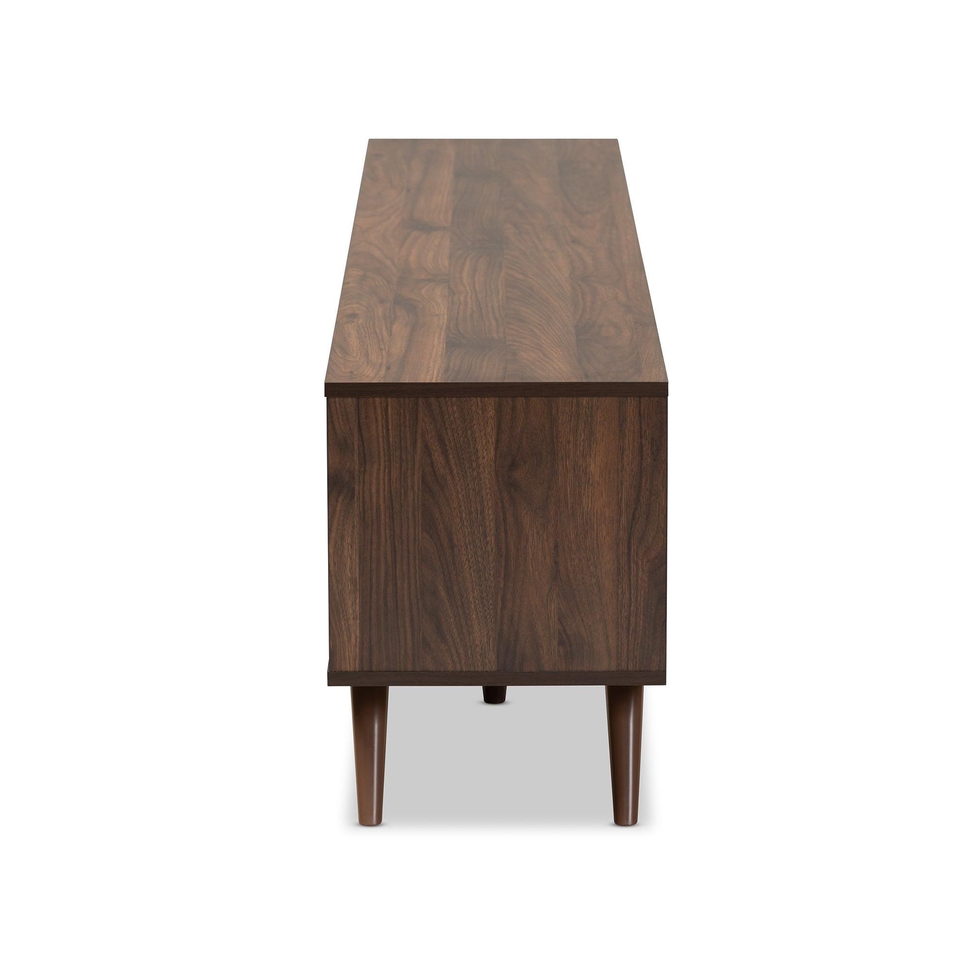 Naoki Modern and Contemporary Two-Tone and Finished Wood TV Stand with Drop-Down Compartments