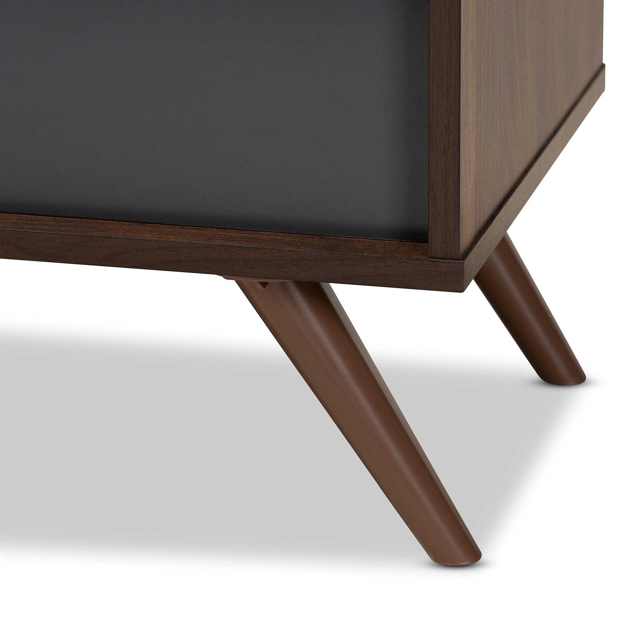 Naoki Modern and Contemporary Two-Tone and Finished Wood TV Stand with Drop-Down Compartments