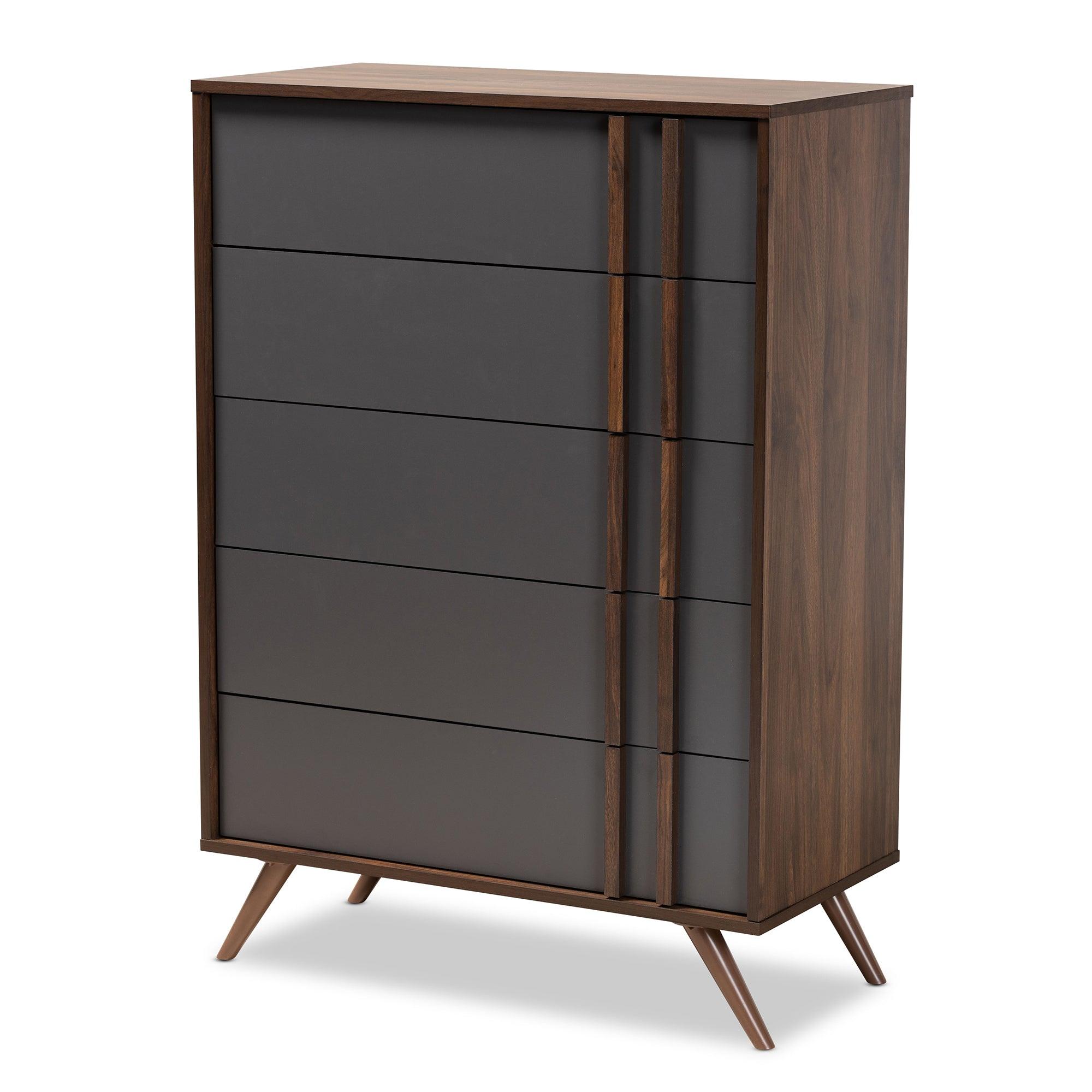 Naoki Modern and Contemporary Two-Tone and Finished Wood 5-Drawer Bedroom Chest