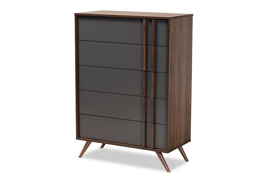 Naoki Modern and Contemporary Two-Tone and Finished Wood 5-Drawer Bedroom Chest