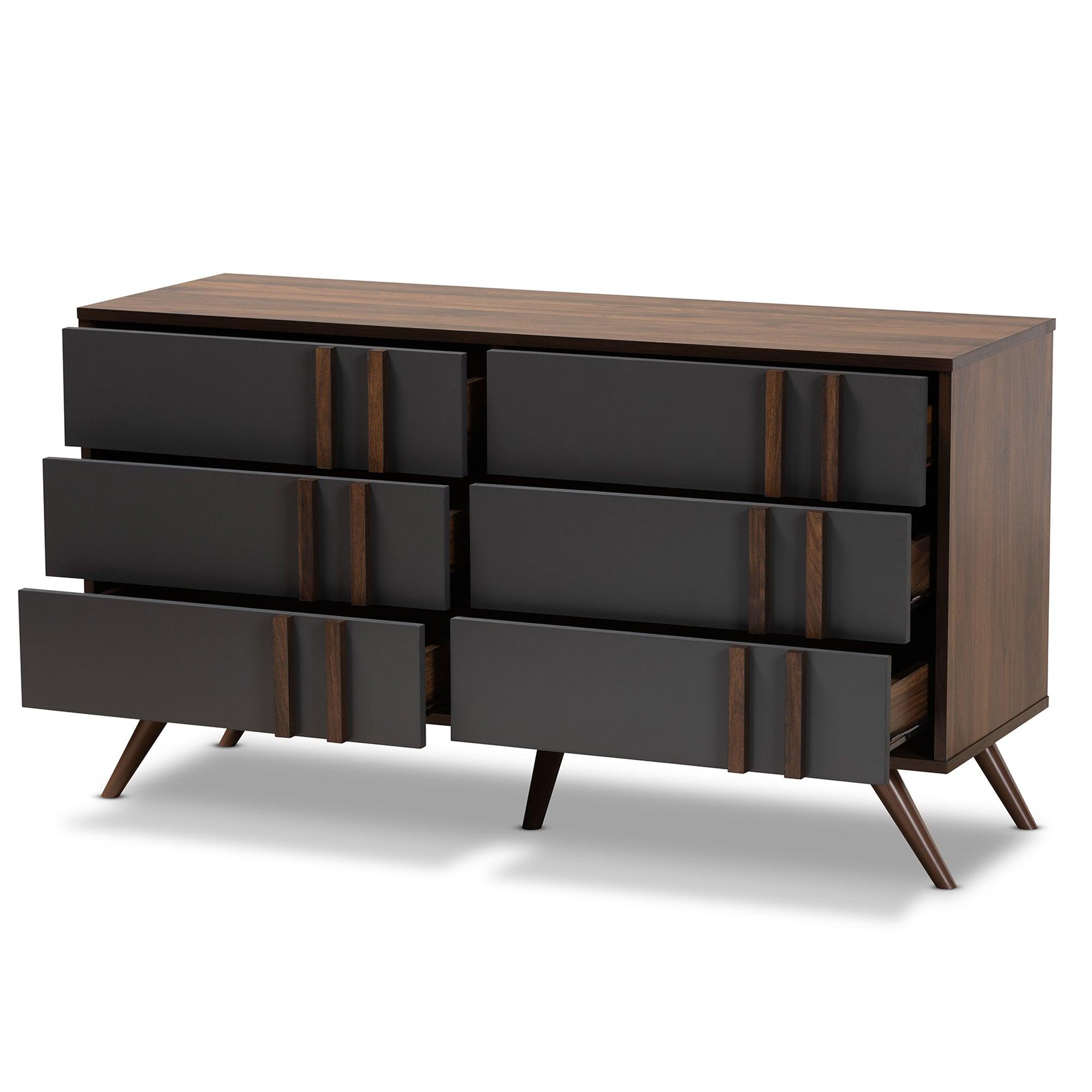 Naoki Modern and Contemporary Two-Tone and Finished Wood 6-Drawer Bedroom Dresser