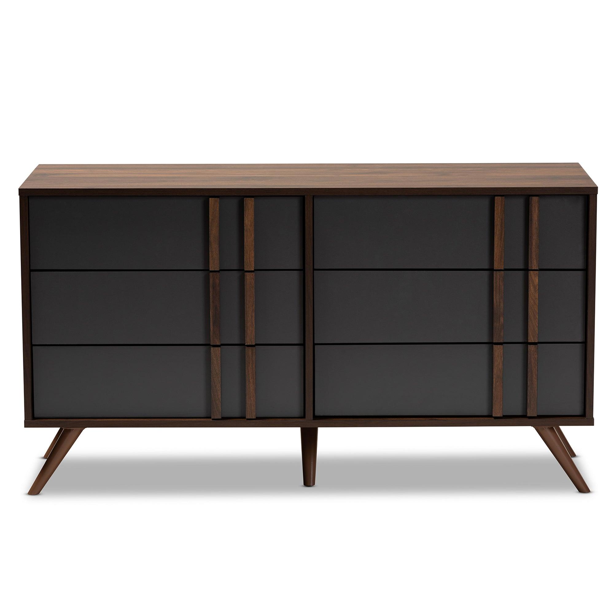 Naoki Modern and Contemporary Two-Tone and Finished Wood 6-Drawer Bedroom Dresser