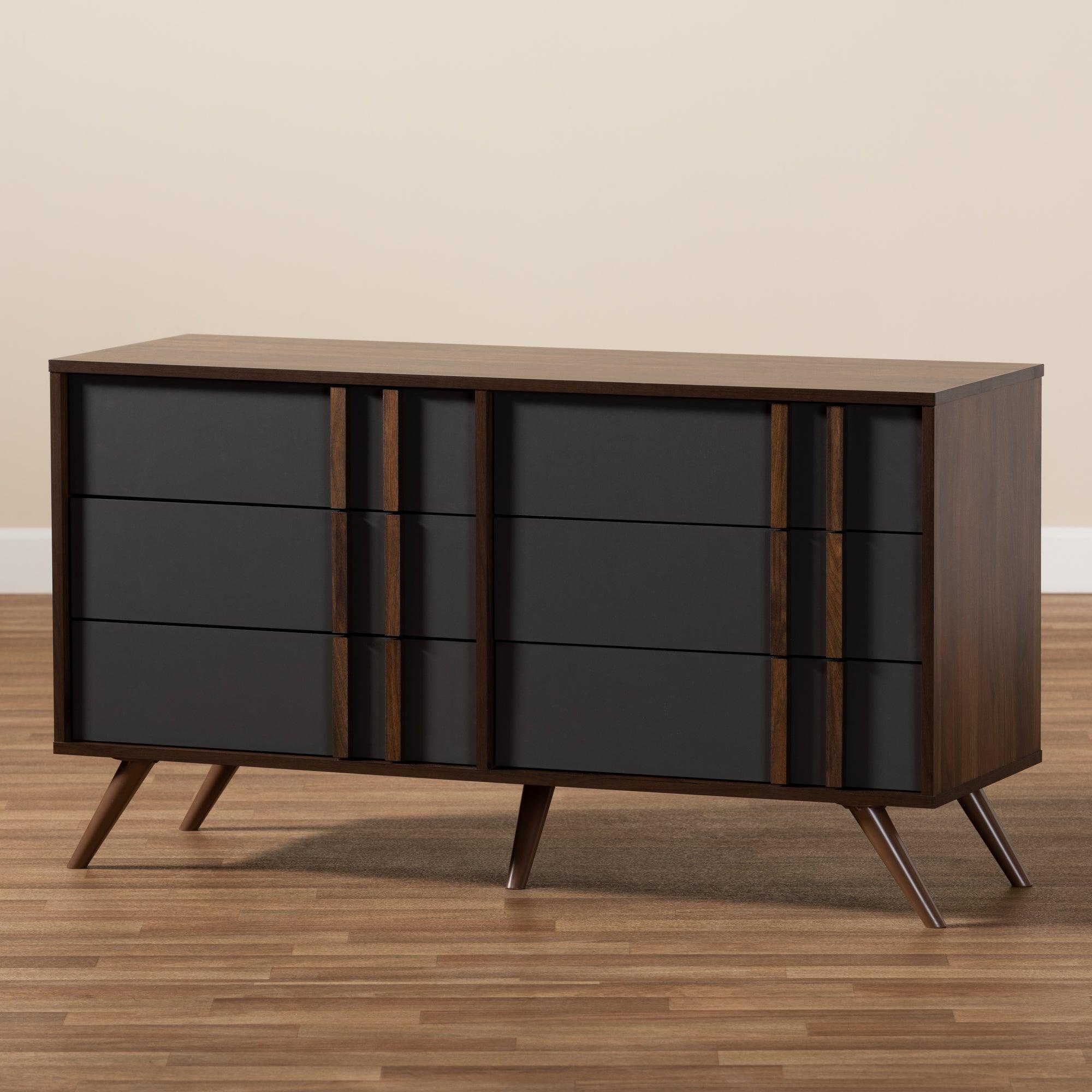 Naoki Modern and Contemporary Two-Tone and Finished Wood 6-Drawer Bedroom Dresser