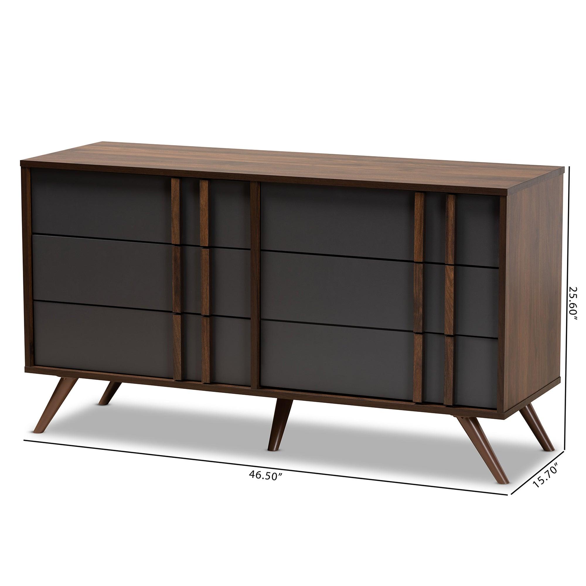 Naoki Modern and Contemporary Two-Tone and Finished Wood 6-Drawer Bedroom Dresser