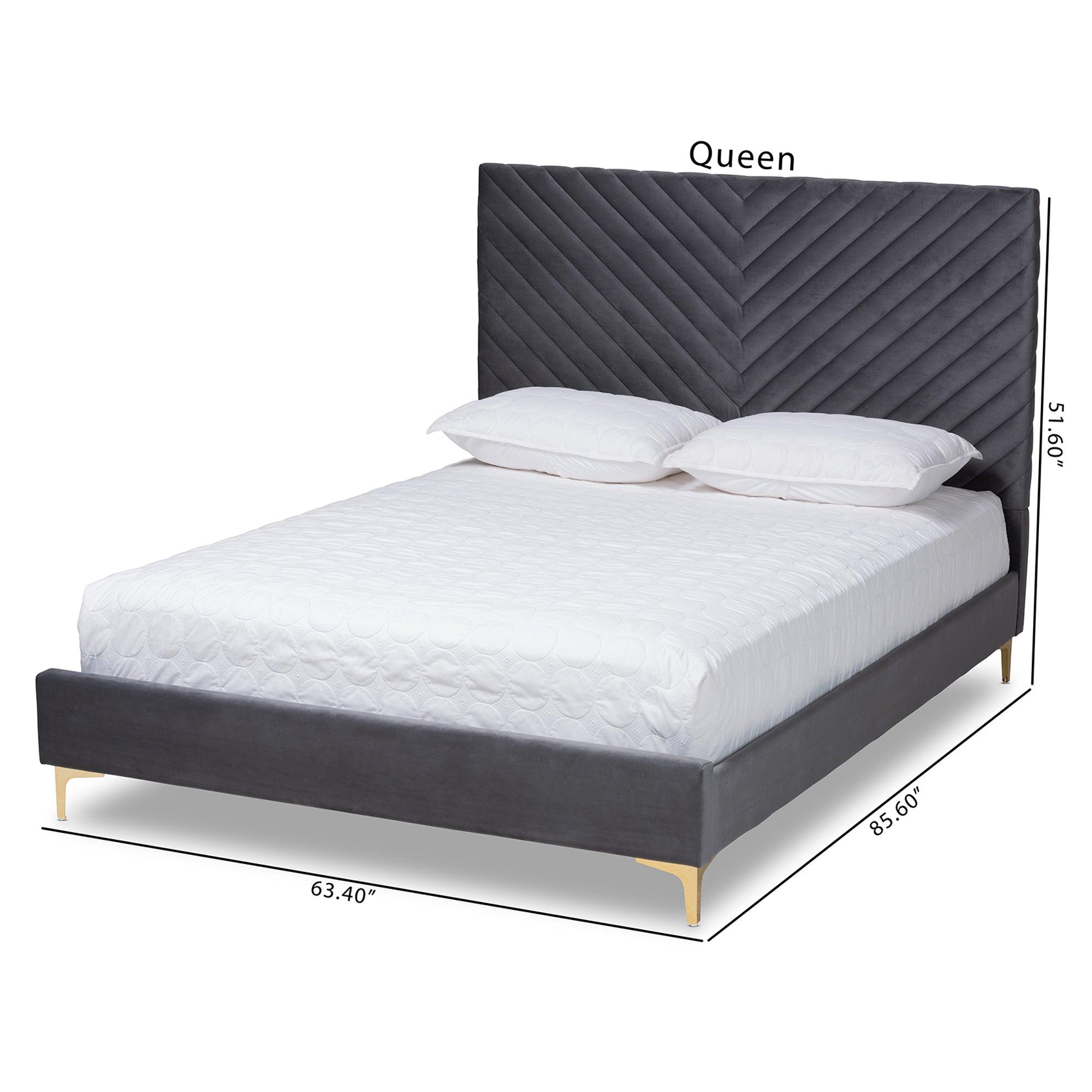 Fabrico Contemporary Glam and Luxe Velvet Fabric Upholstered and Metal Platform Bed