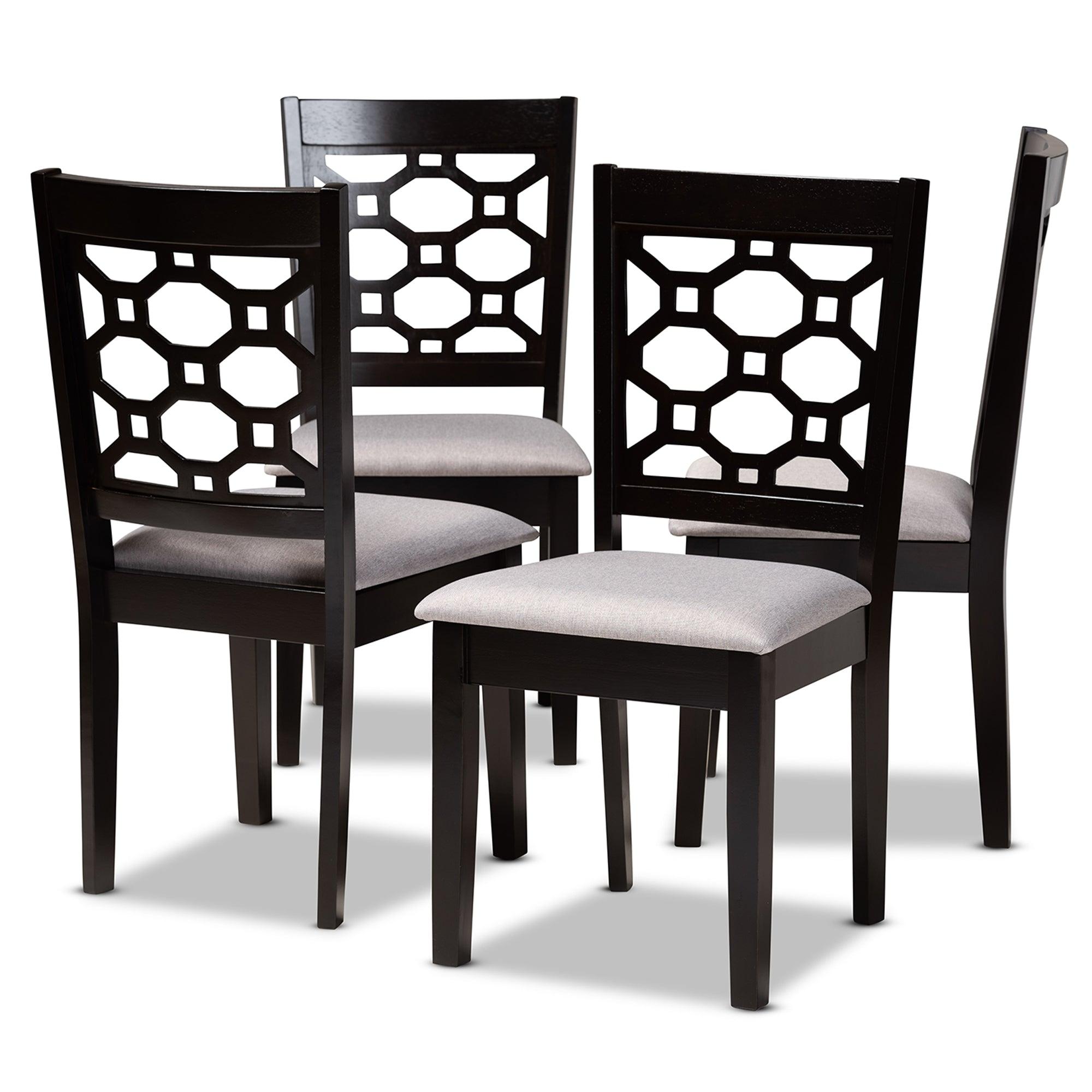 Peter Modern and Contemporary Fabric Upholstered and Finished Wood 4-Piece Dining Chair Set