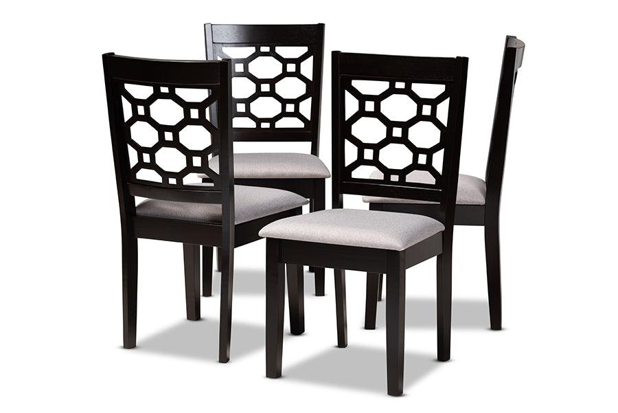 Peter Modern and Contemporary Fabric Upholstered and Finished Wood 4-Piece Dining Chair Set