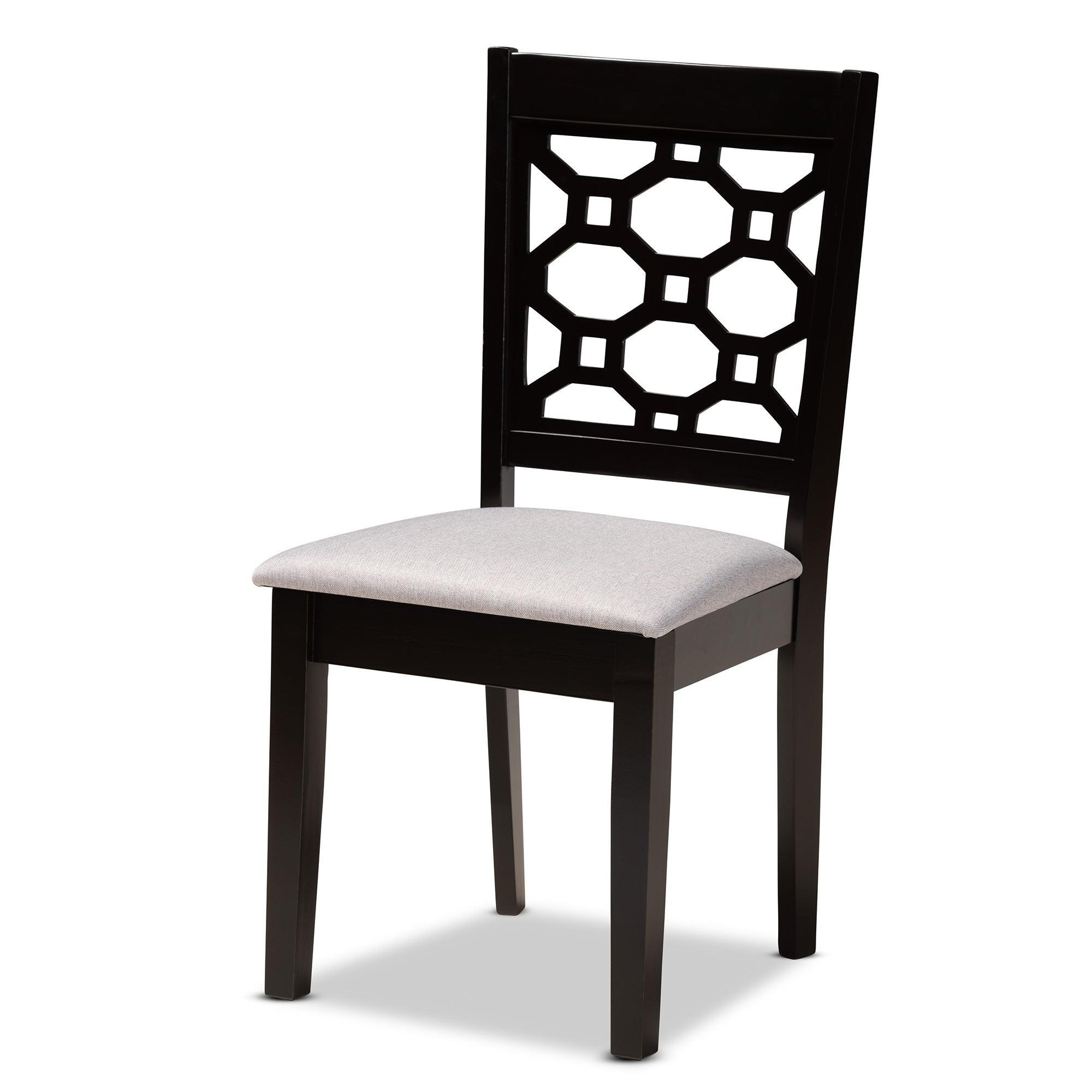 Peter Modern and Contemporary Fabric Upholstered and Finished Wood 4-Piece Dining Chair Set