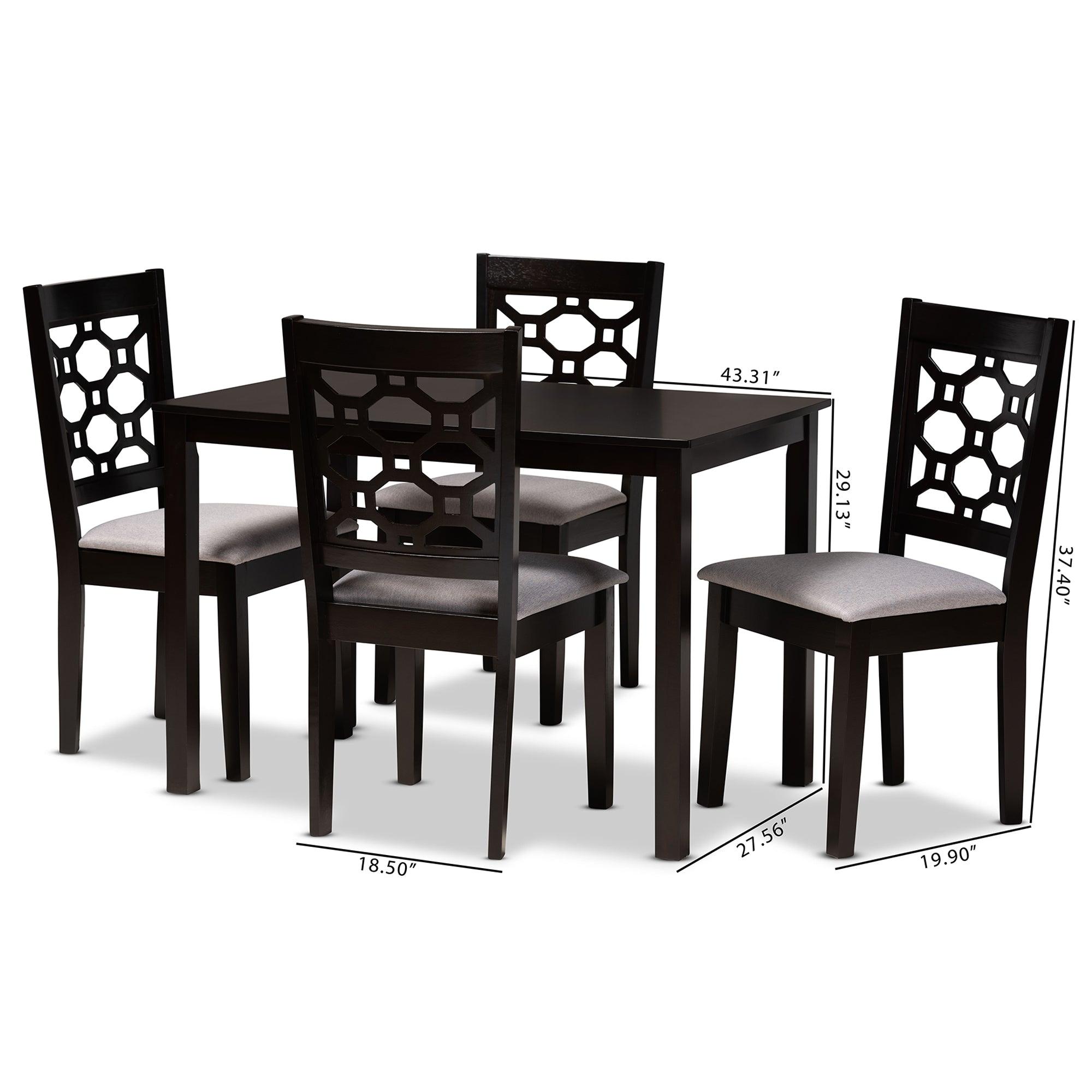 Henry Modern and Contemporary Fabric Upholstered and Finished Wood 5-Piece Dining Set