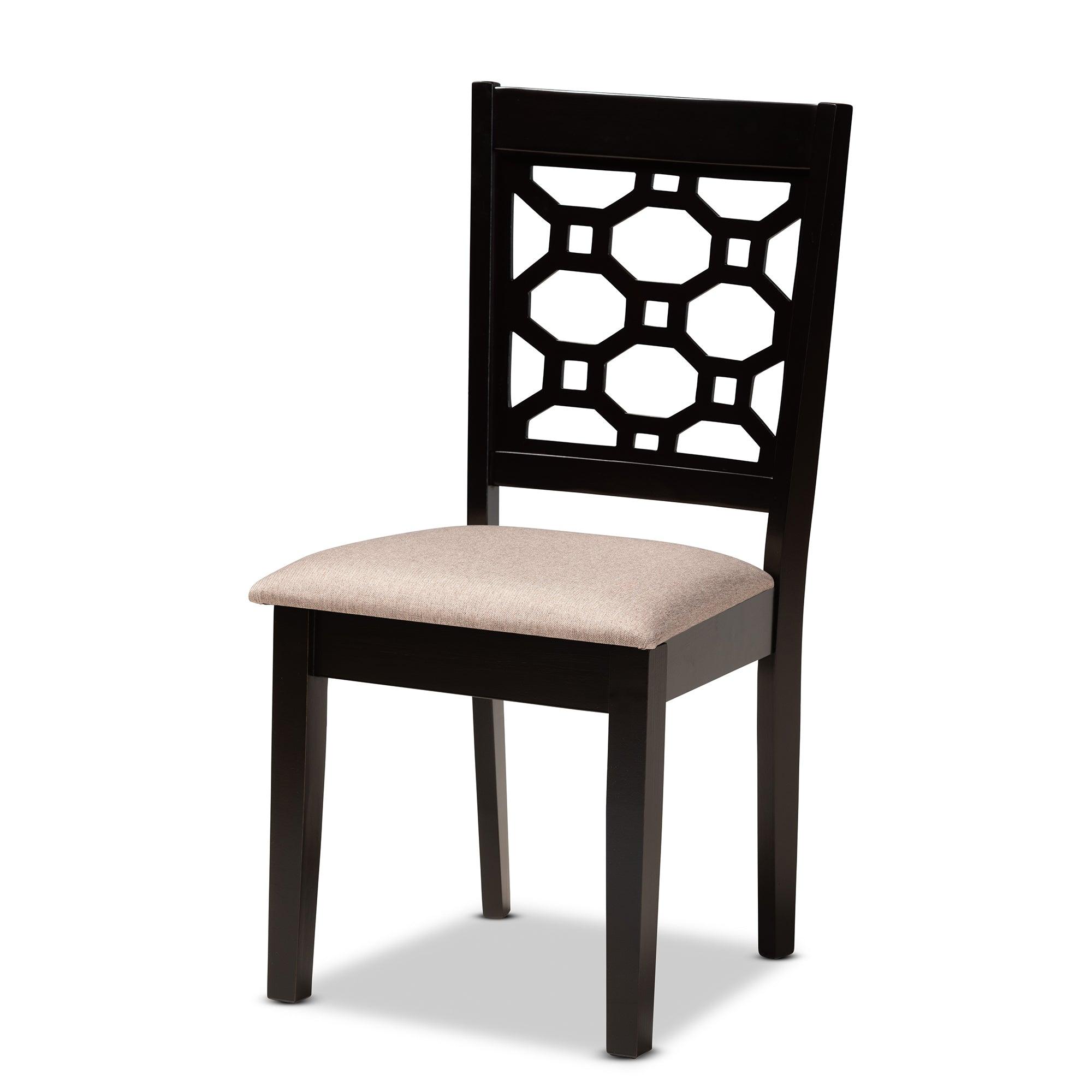 Peter Modern and Contemporary Sand Fabric Upholstered and Finished Wood 4-Piece Dining Chair Set