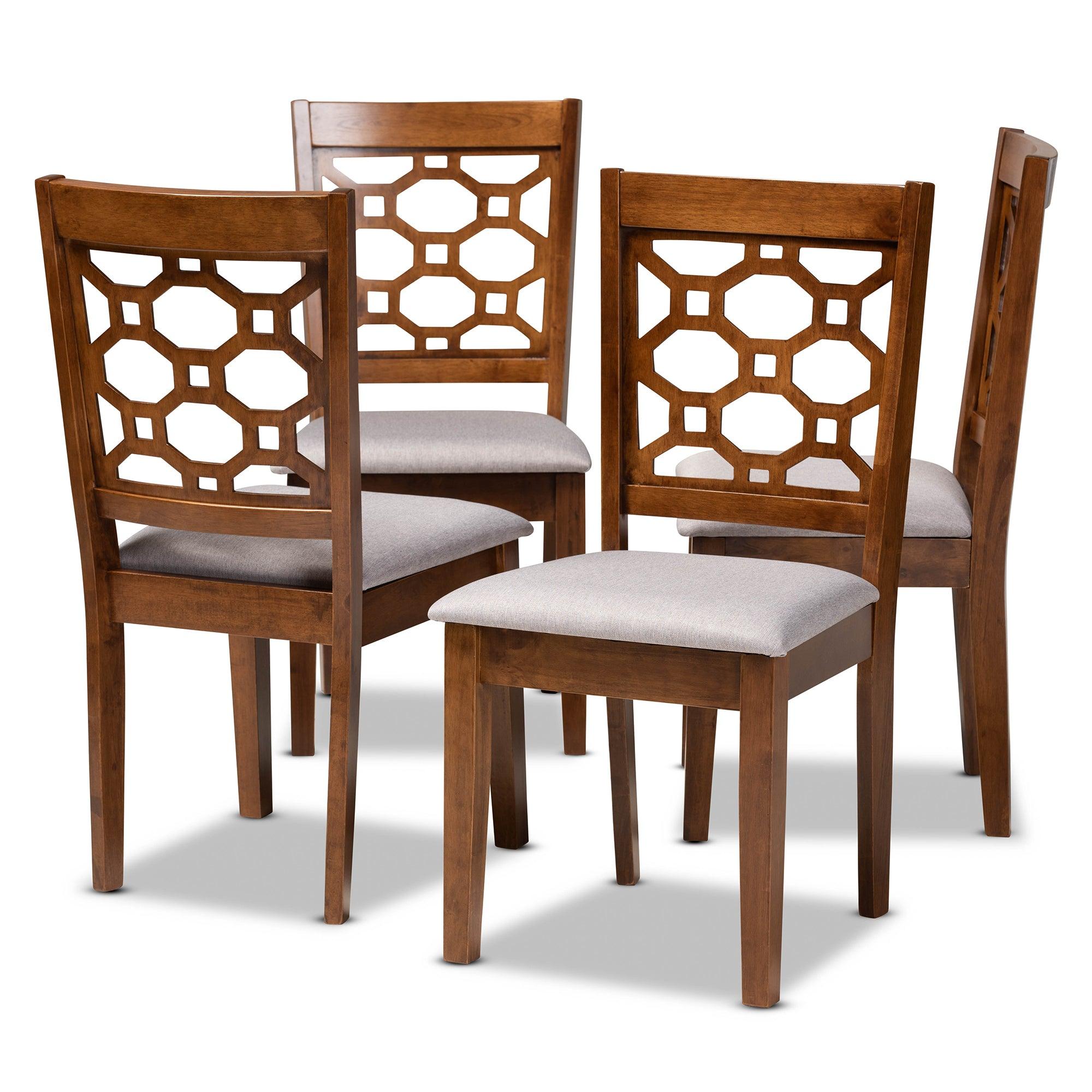 Peter Modern and Contemporary Fabric Upholstered and Finished Wood 4-Piece Dining Chair Set