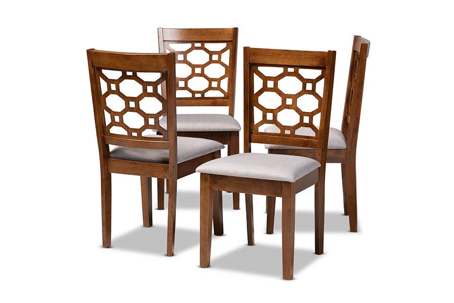 Peter Modern and Contemporary Fabric Upholstered and Finished Wood 4-Piece Dining Chair Set