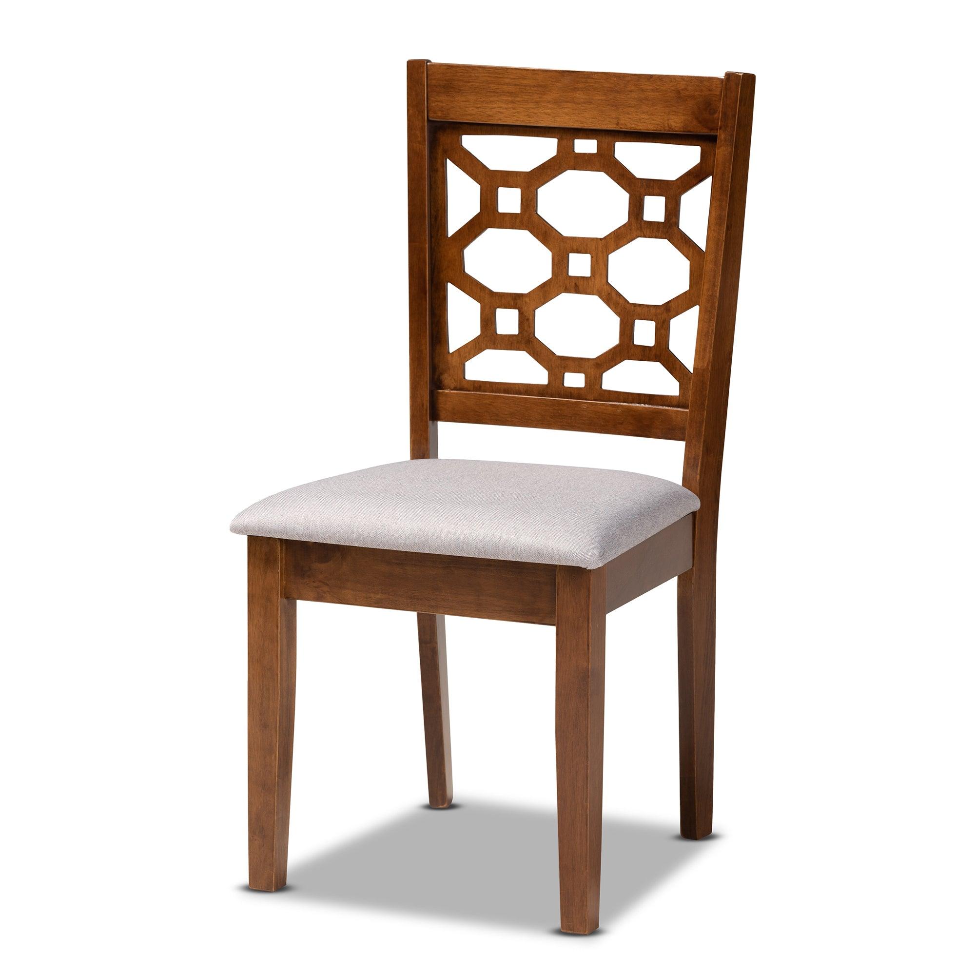 Peter Modern and Contemporary Fabric Upholstered and Finished Wood 4-Piece Dining Chair Set