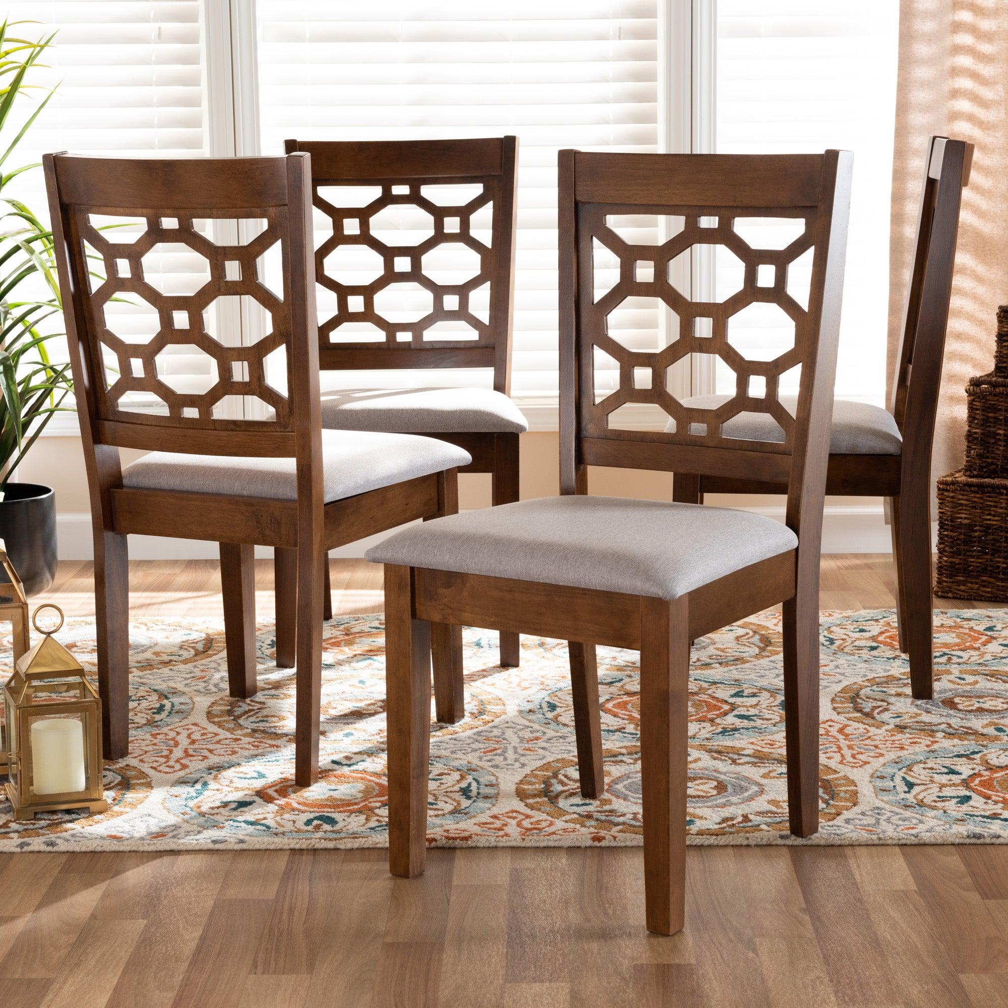 Peter Modern and Contemporary Fabric Upholstered and Finished Wood 4-Piece Dining Chair Set