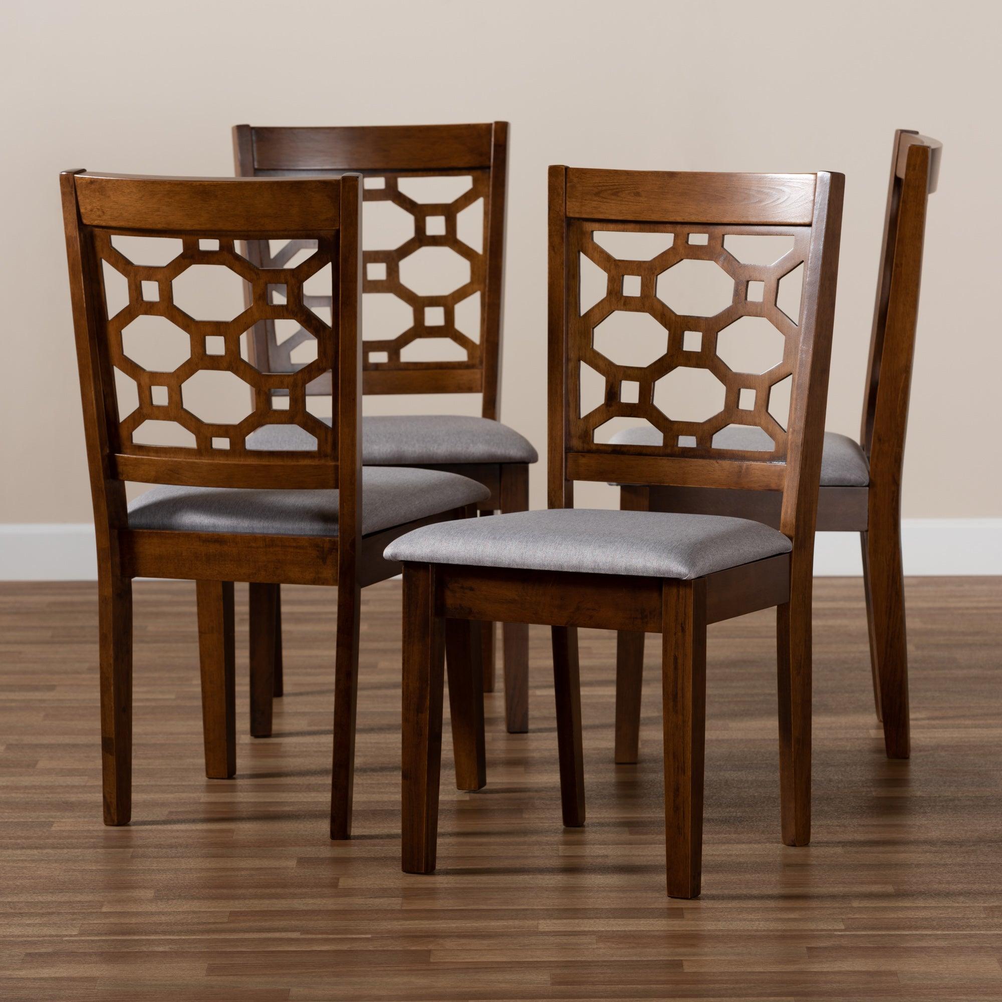 Peter Modern and Contemporary Fabric Upholstered and Finished Wood 4-Piece Dining Chair Set