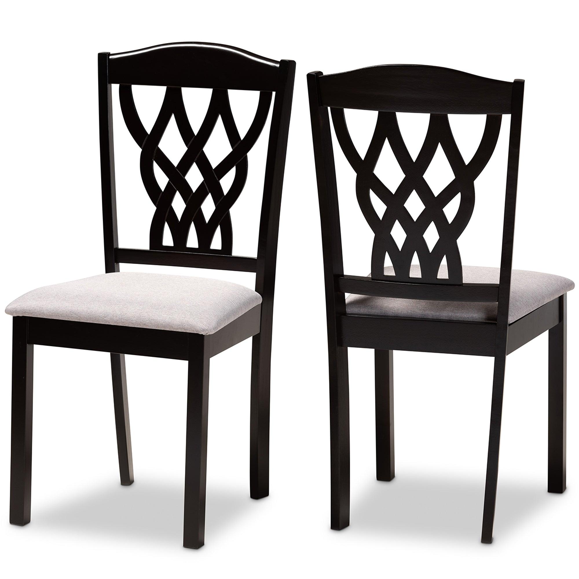 Delilah Modern and Contemporary Fabric Upholstered and Finished Wood 2-Piece Dining Chair Set