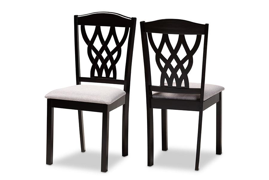 Delilah Modern and Contemporary Fabric Upholstered and Finished Wood 2-Piece Dining Chair Set