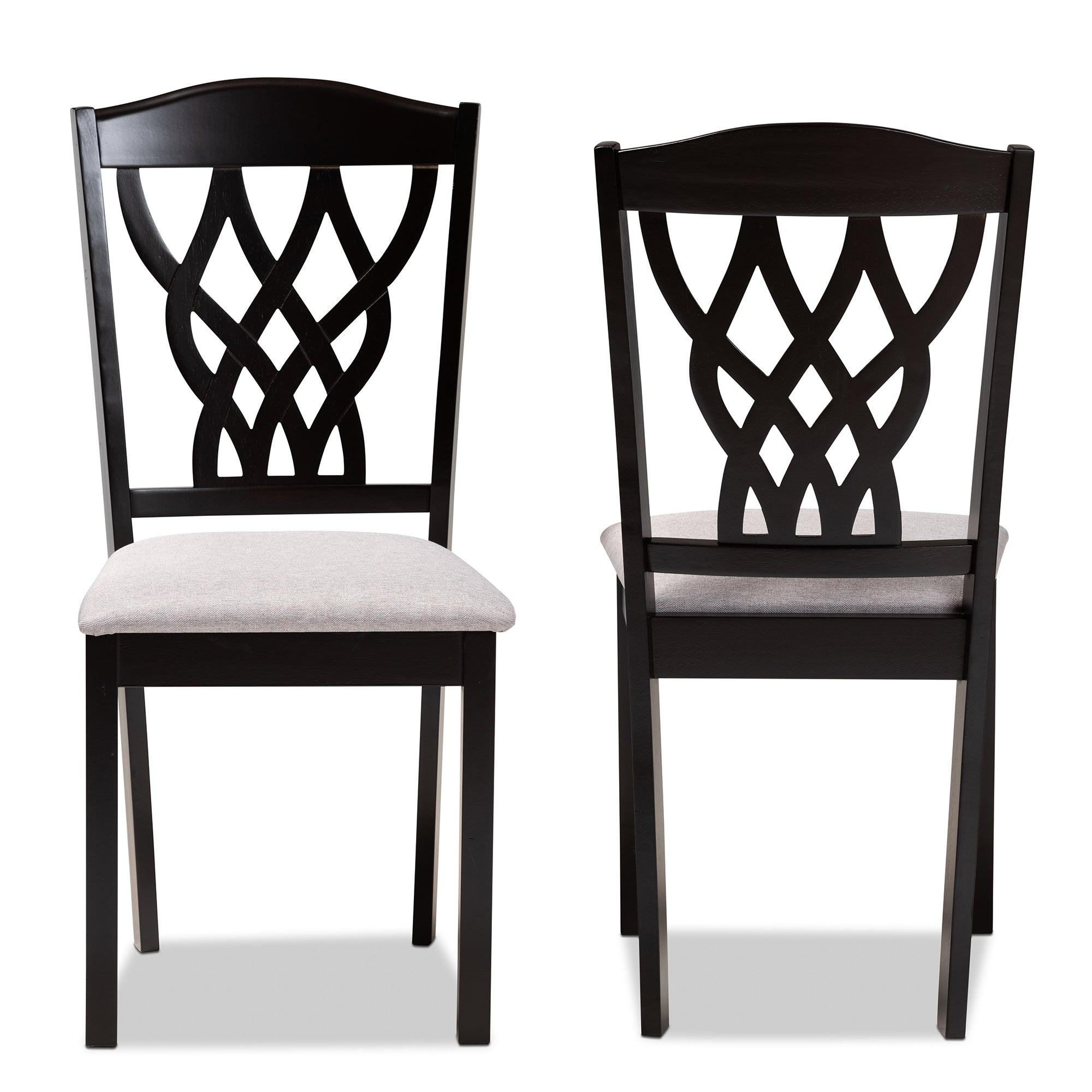 Delilah Modern and Contemporary Fabric Upholstered and Finished Wood 2-Piece Dining Chair Set