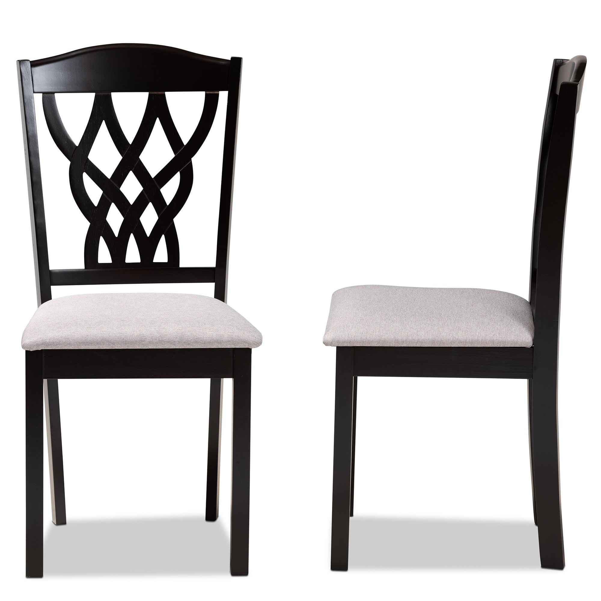 Delilah Modern and Contemporary Fabric Upholstered and Finished Wood 2-Piece Dining Chair Set