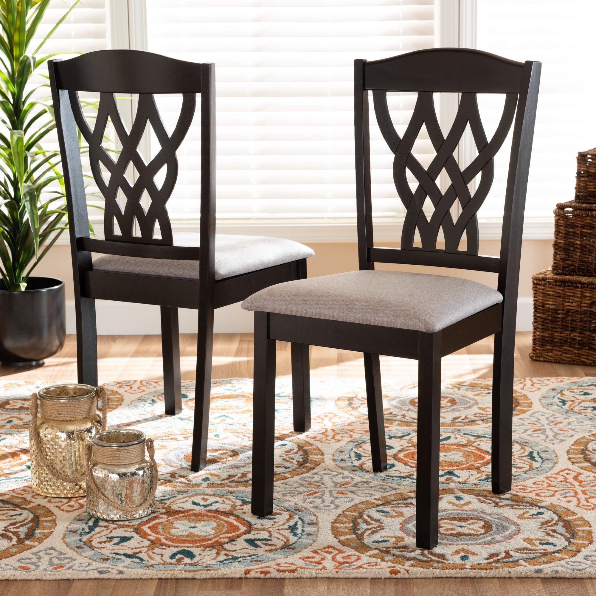 Delilah Modern and Contemporary Fabric Upholstered and Finished Wood 2-Piece Dining Chair Set