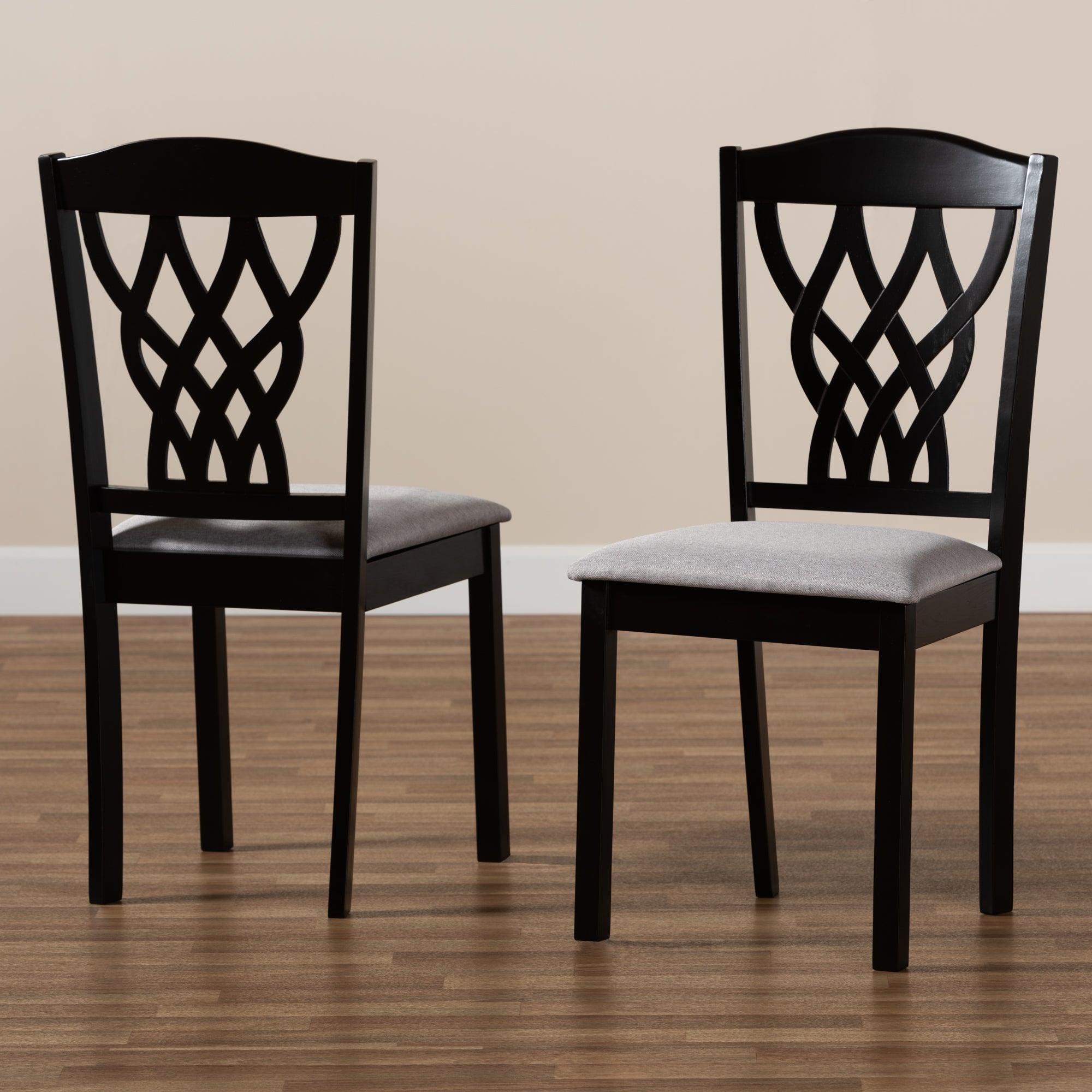 Delilah Modern and Contemporary Fabric Upholstered and Finished Wood 2-Piece Dining Chair Set