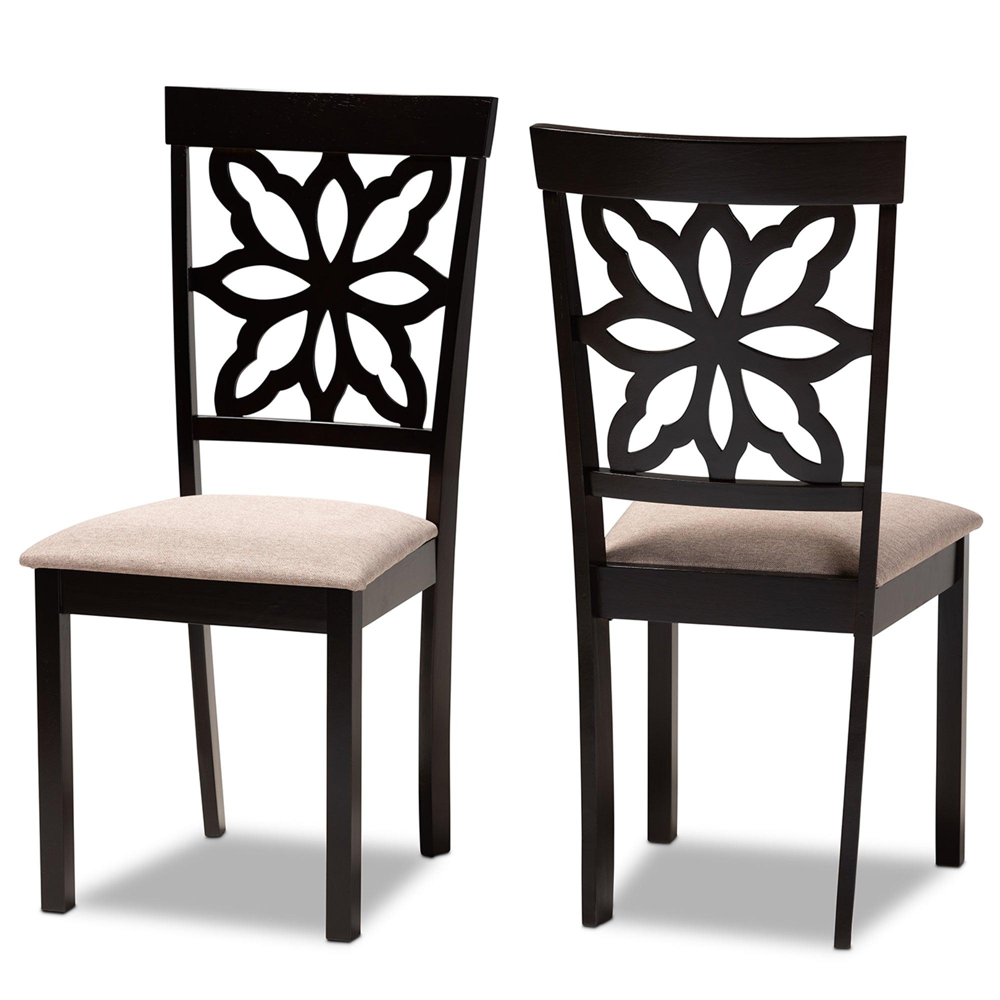 Samwell Modern and Contemporary Sand Fabric Upholstered and Finished Wood 2-Piece Dining Chair Set