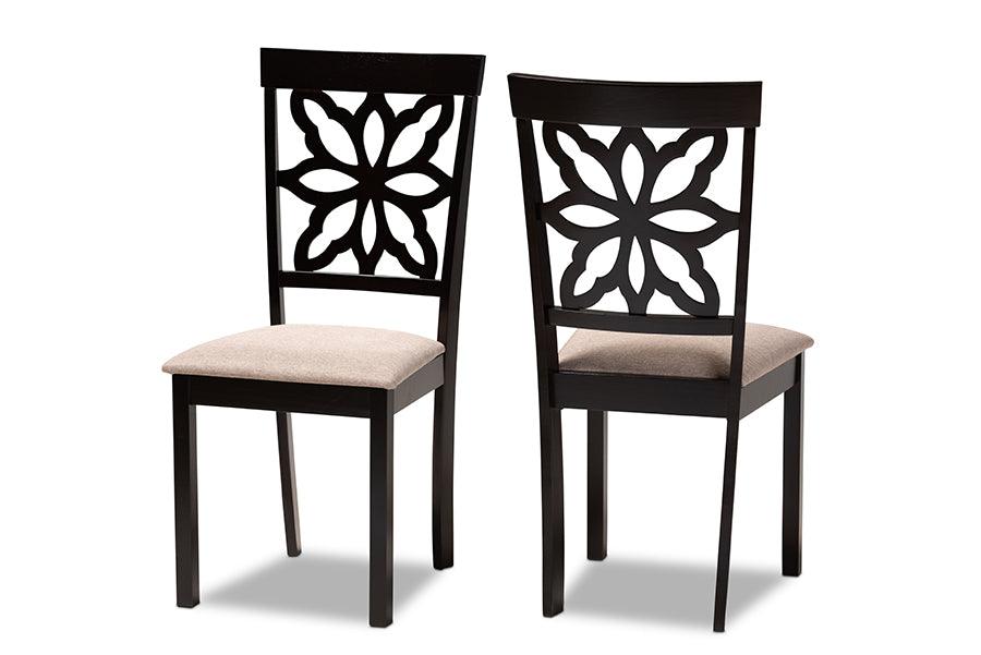 Samwell Modern and Contemporary Sand Fabric Upholstered and Finished Wood 2-Piece Dining Chair Set