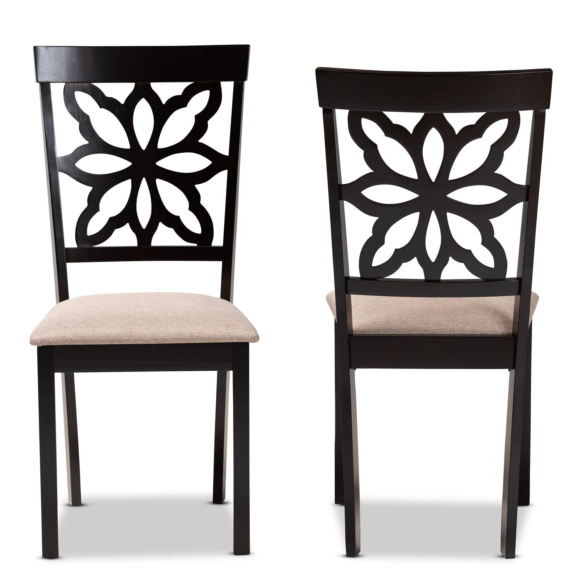 Samwell Modern and Contemporary Sand Fabric Upholstered and Finished Wood 2-Piece Dining Chair Set