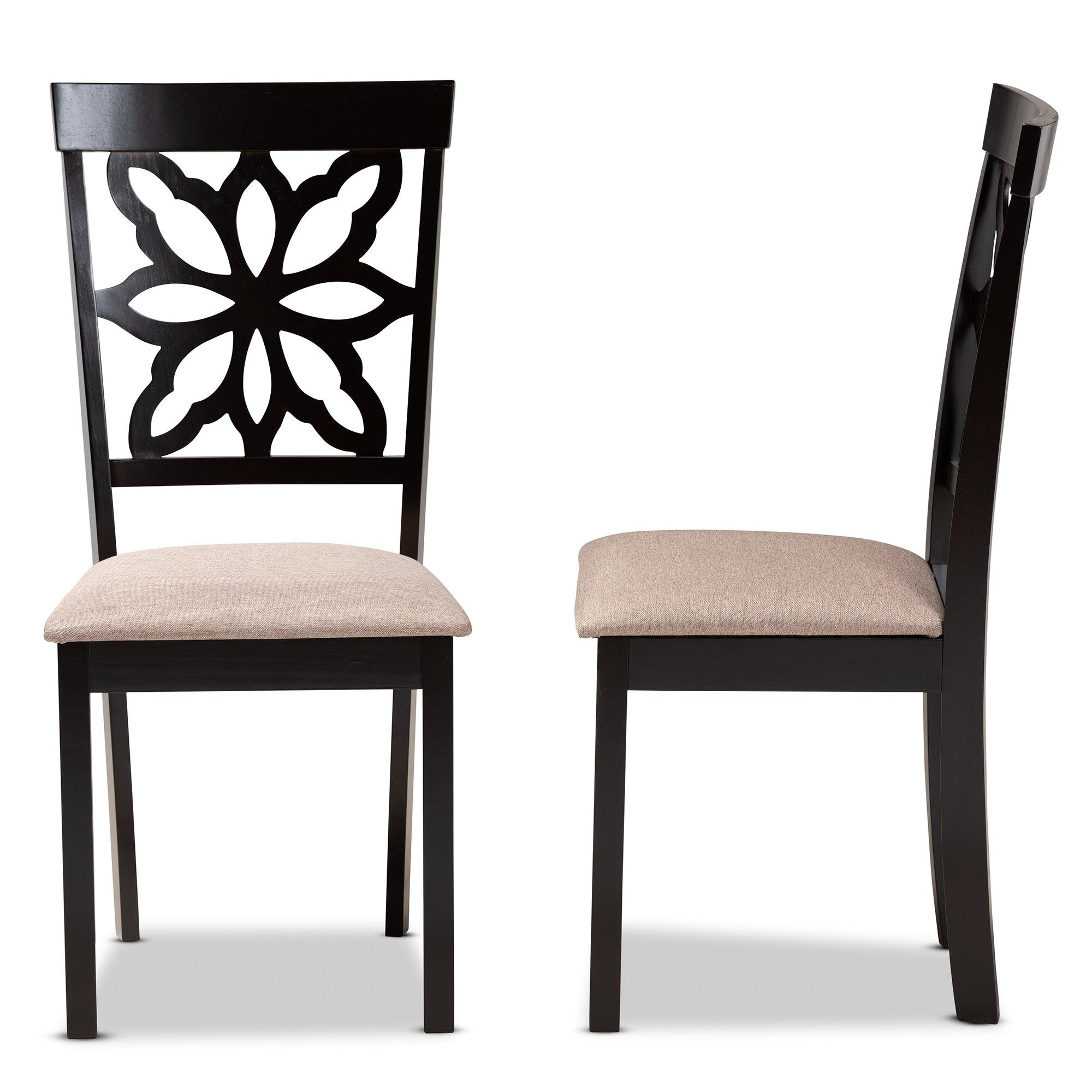 Samwell Modern and Contemporary Sand Fabric Upholstered and Finished Wood 2-Piece Dining Chair Set