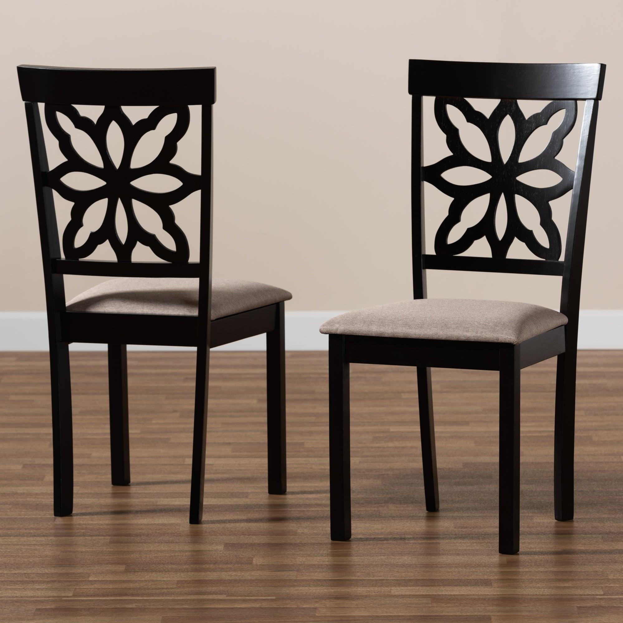 Samwell Modern and Contemporary Sand Fabric Upholstered and Finished Wood 2-Piece Dining Chair Set