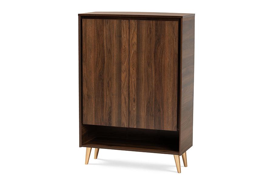 Landen Mid-Century Modern and Finished Wood 2-Door Entryway Shoe storage Cabinet