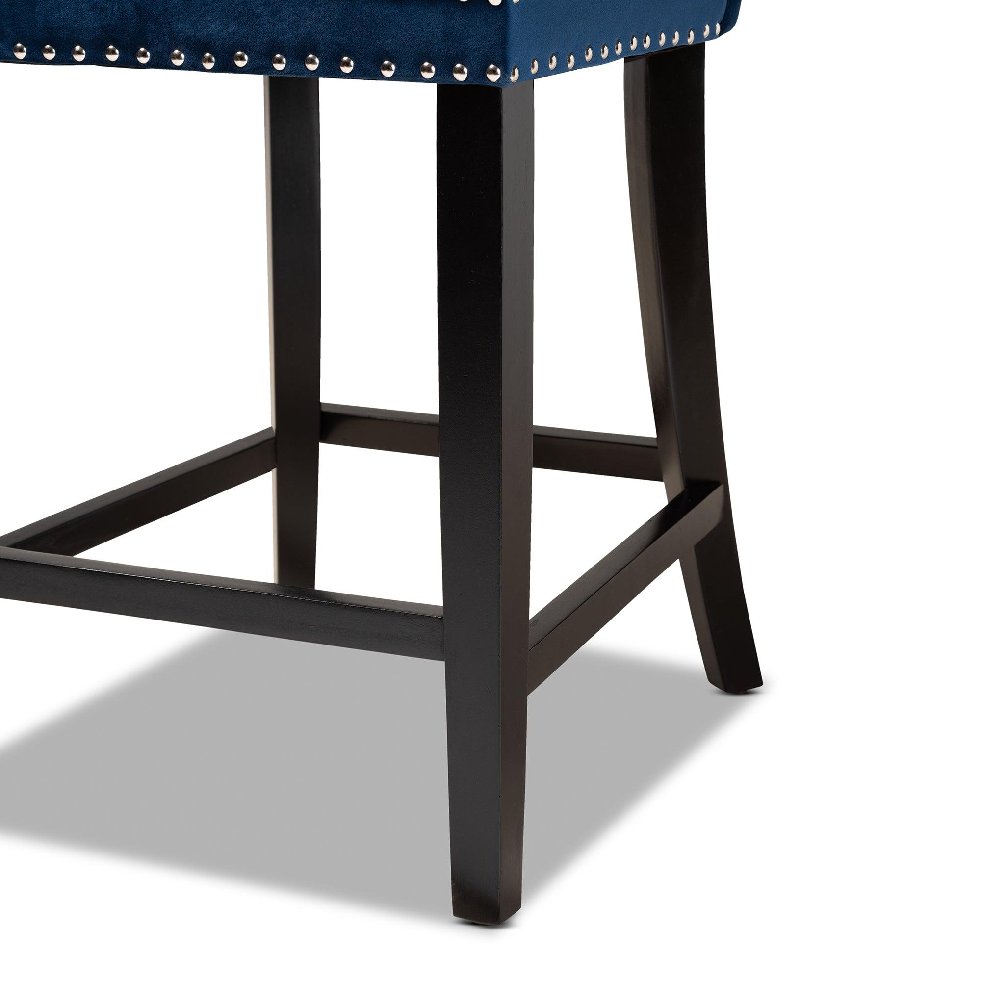 Howell Modern Transitional Velvet Upholstered and Finished Wood 2-Piece Counter Stool Set