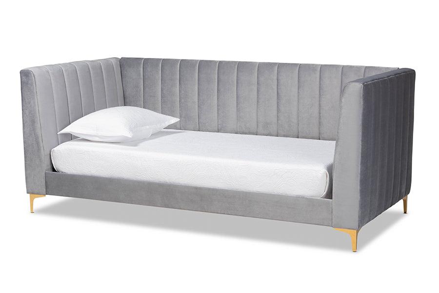 Oksana Modern Contemporary Glam and Luxe Light Velvet Fabric Upholstered and Finished Daybed