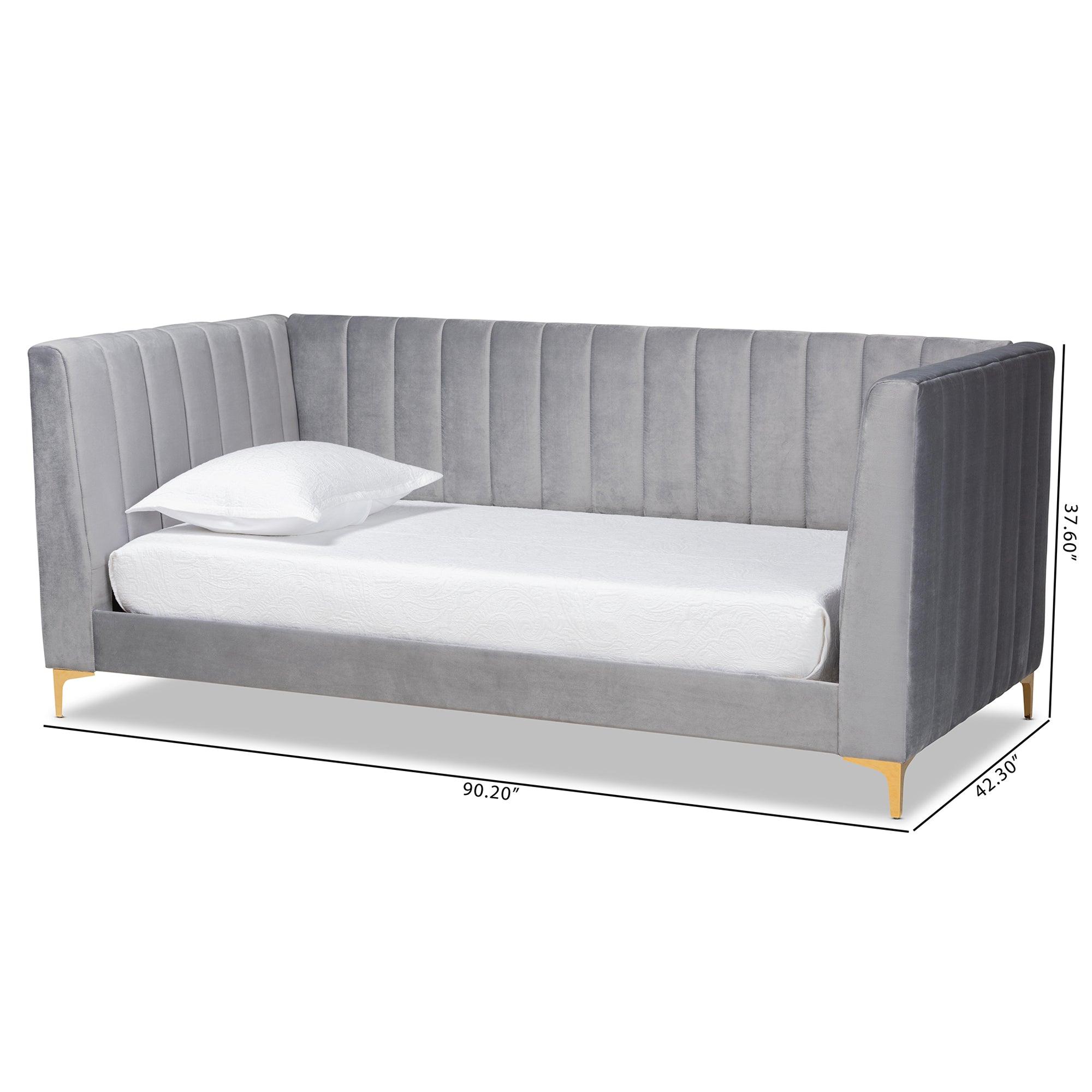 Oksana Modern Contemporary Glam and Luxe Light Velvet Fabric Upholstered and Finished Daybed