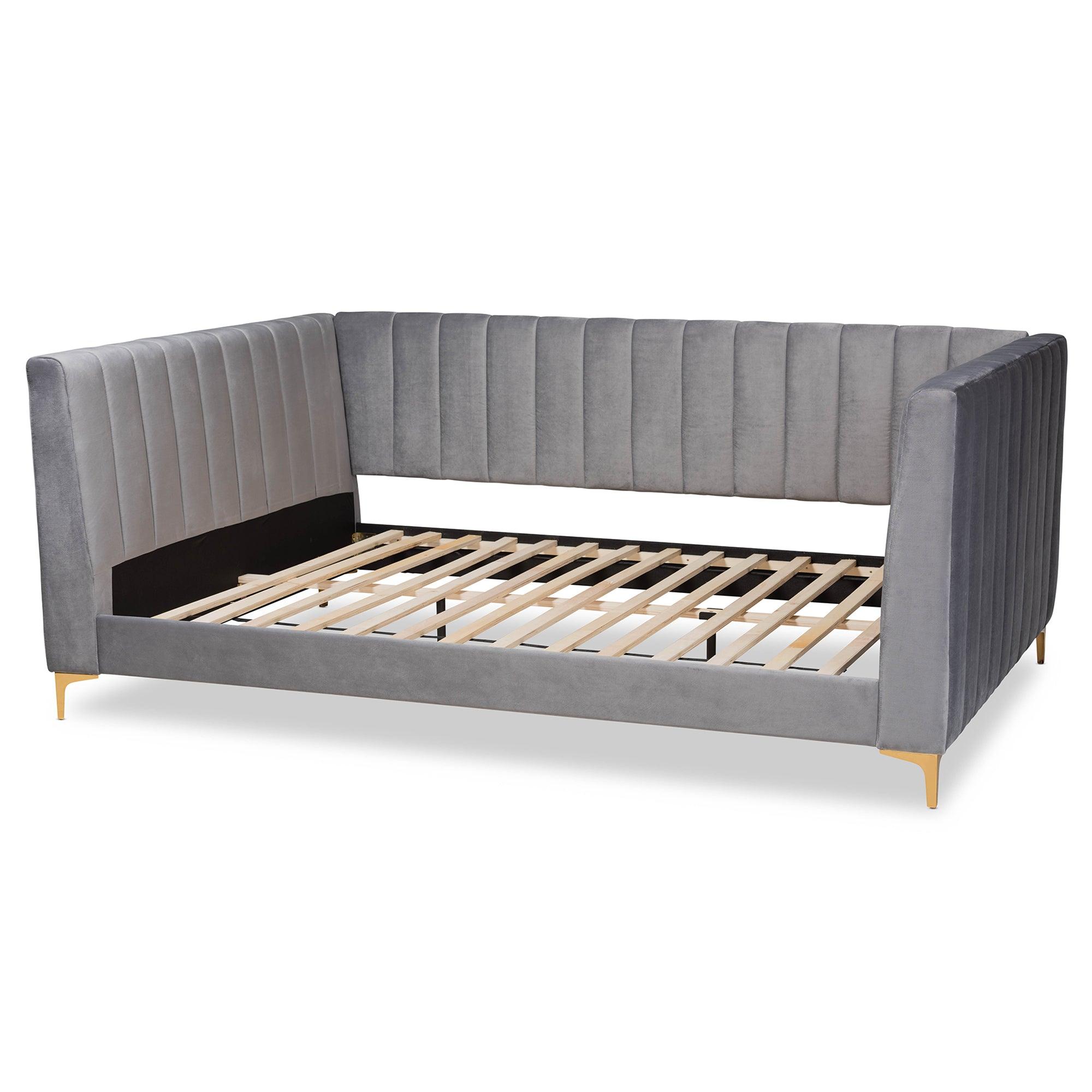 Oksana Modern Contemporary Glam and Luxe Light Velvet Fabric Upholstered and Finished Daybed