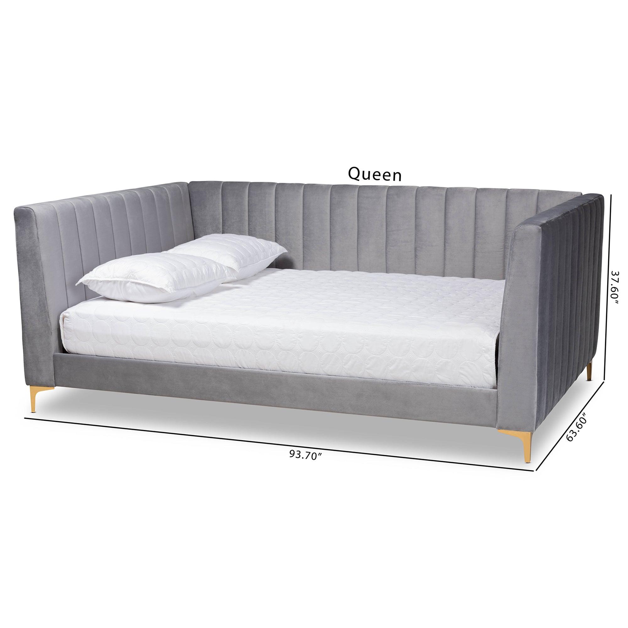 Oksana Modern Contemporary Glam and Luxe Light Velvet Fabric Upholstered and Finished Daybed