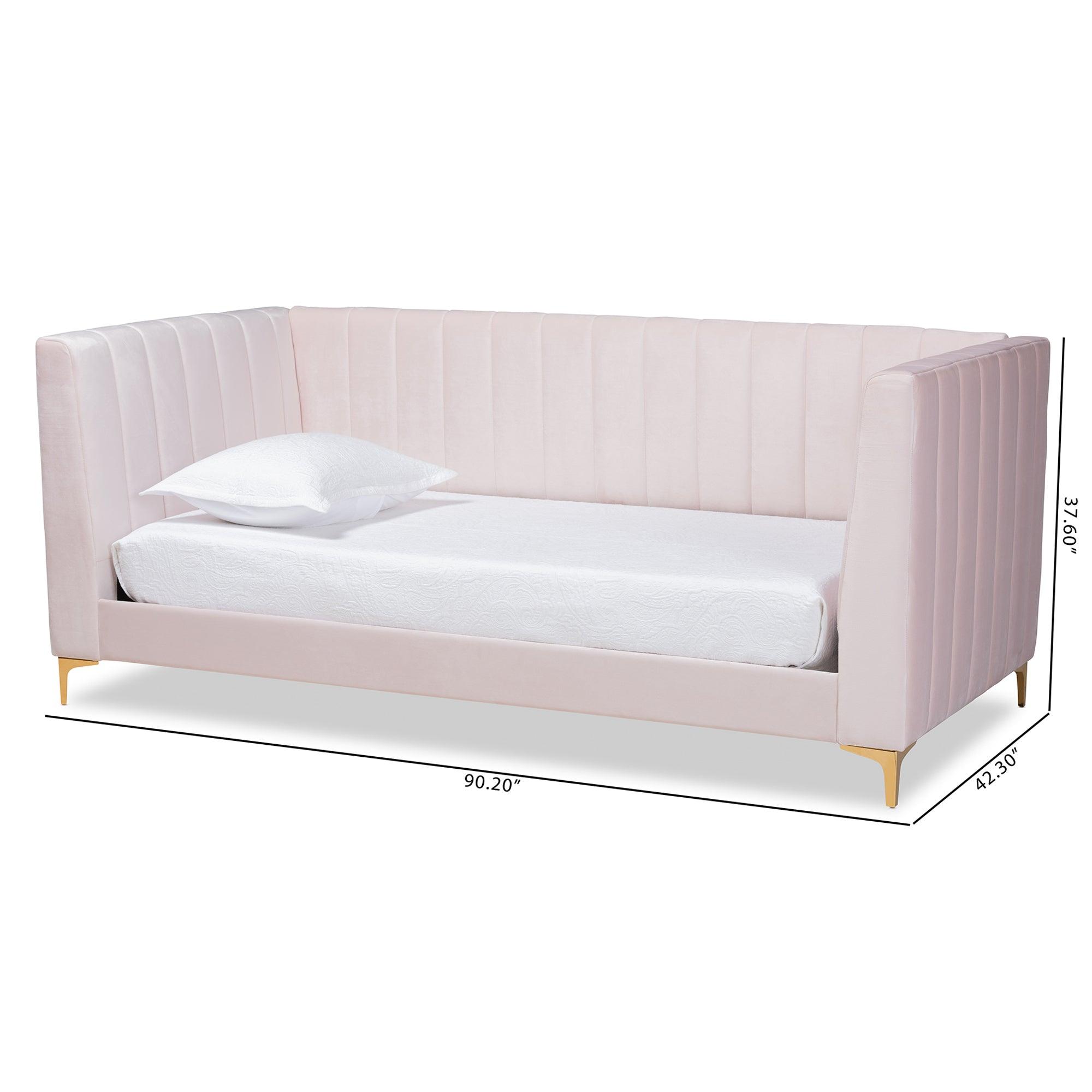 Oksana Modern Contemporary Glam and Luxe Light Velvet Fabric Upholstered and Finished Daybed