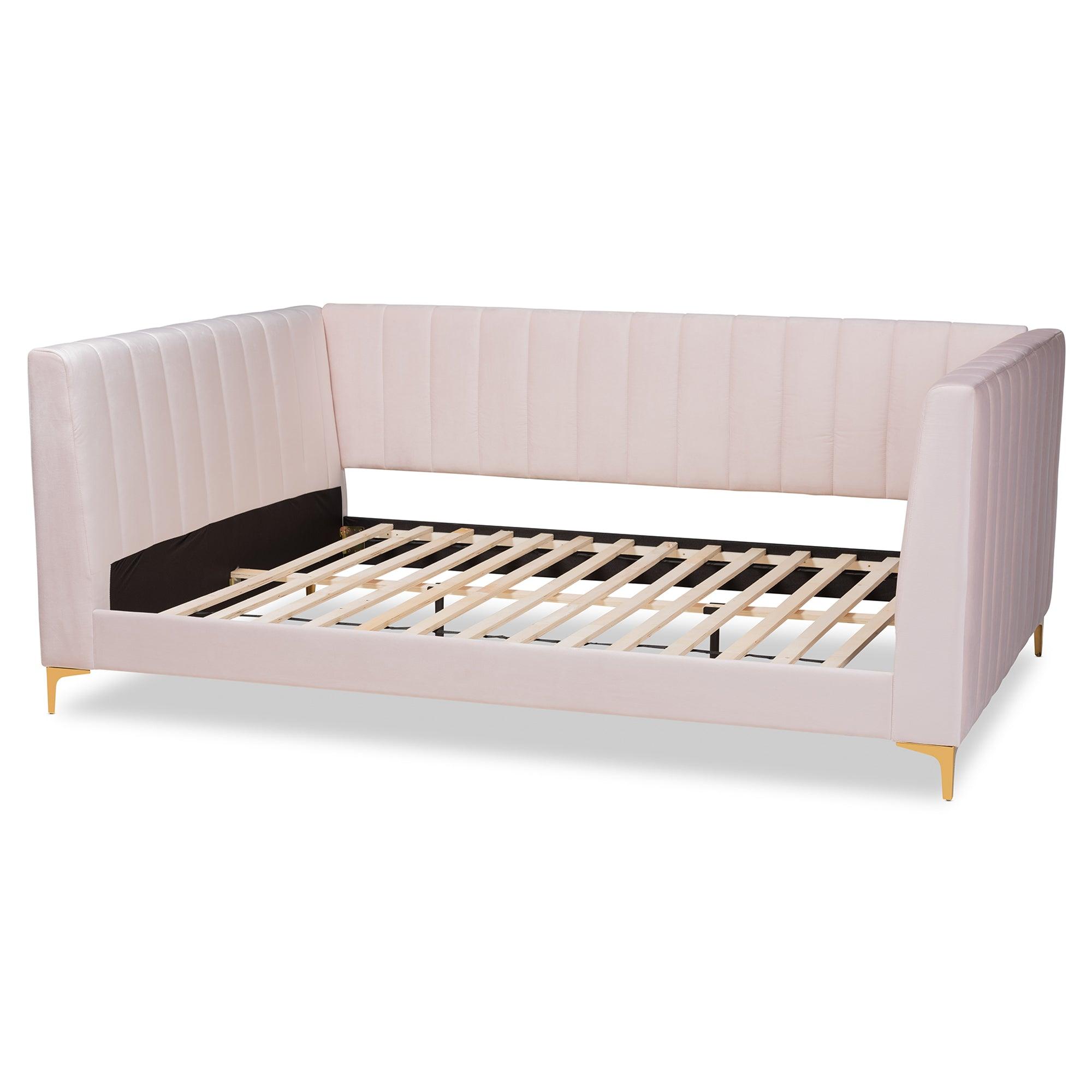 Oksana Modern Contemporary Glam and Luxe Light Velvet Fabric Upholstered and Finished Daybed