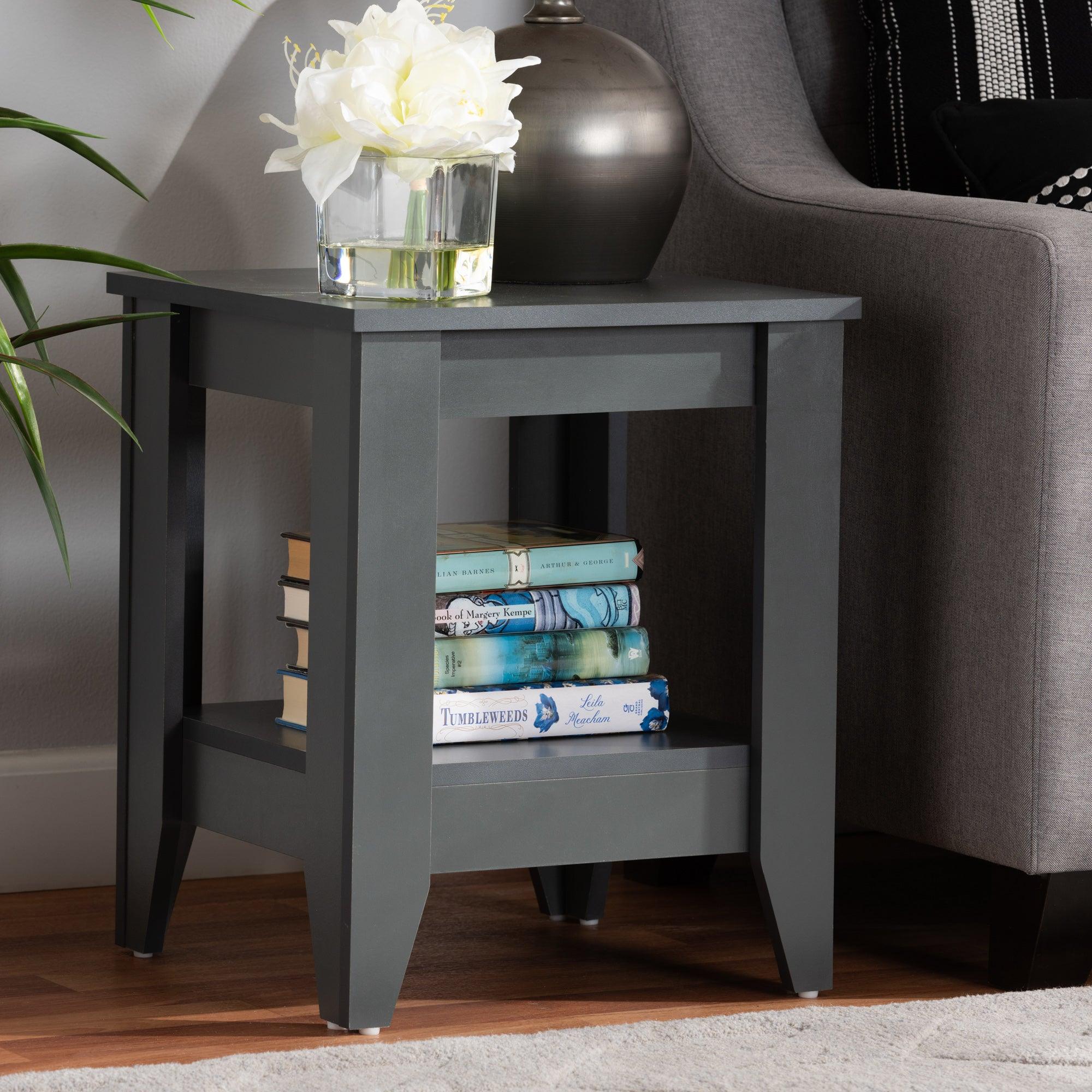 Audra Modern and Contemporary Finished Wood Living Room End Table