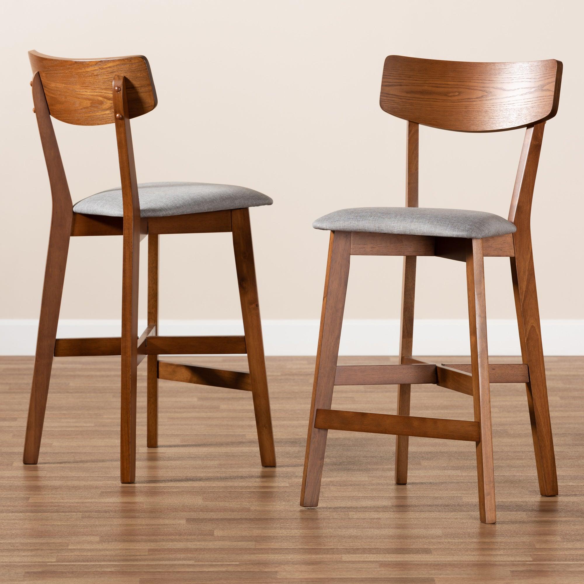 Cameron Modern and Contemporary Transitional Fabric Upholstered and Finished Wood 2-Piece Counter Stool Set