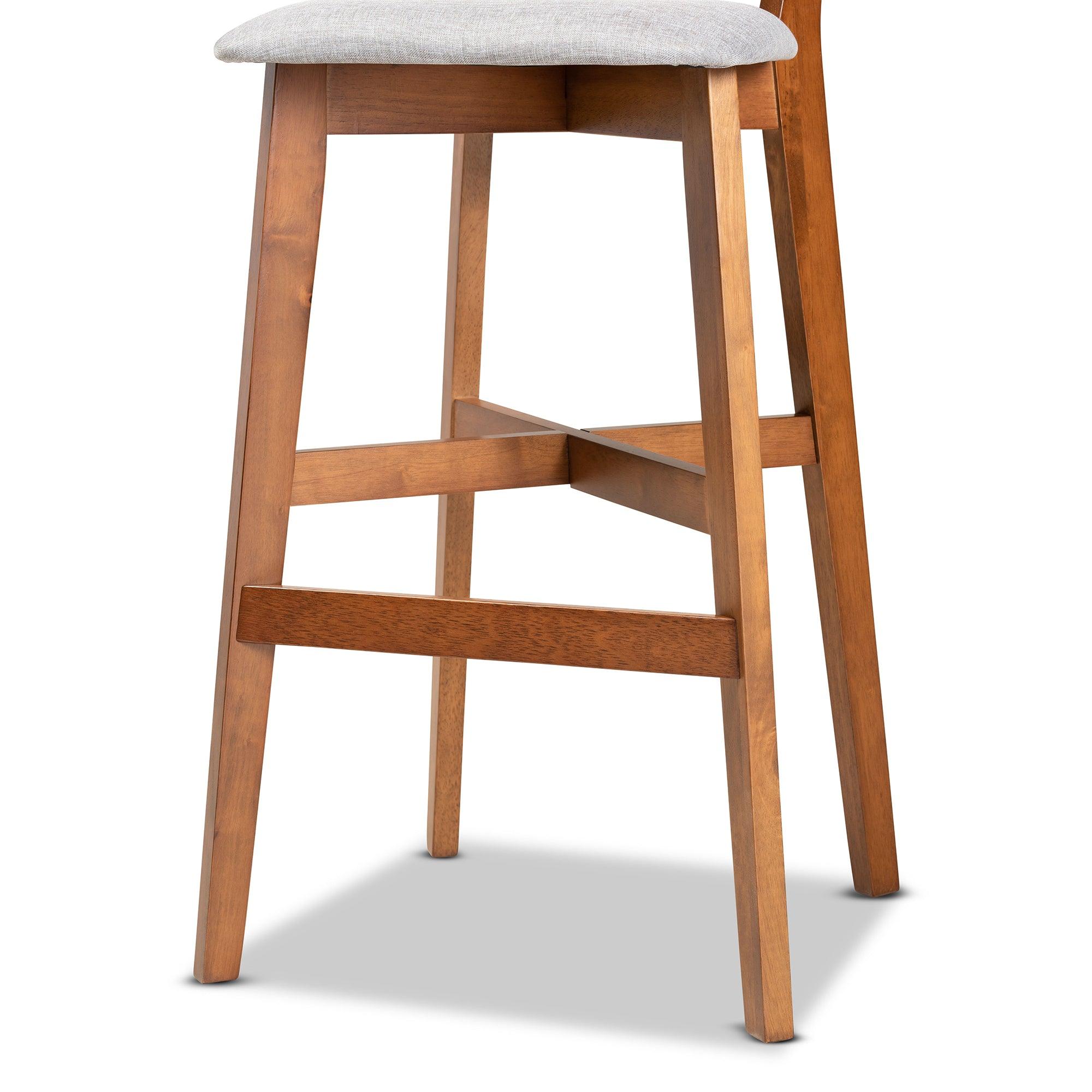 Cameron Modern and Contemporary Transitional Fabric Upholstered and Finished Wood 2-Piece Bar Stool Set